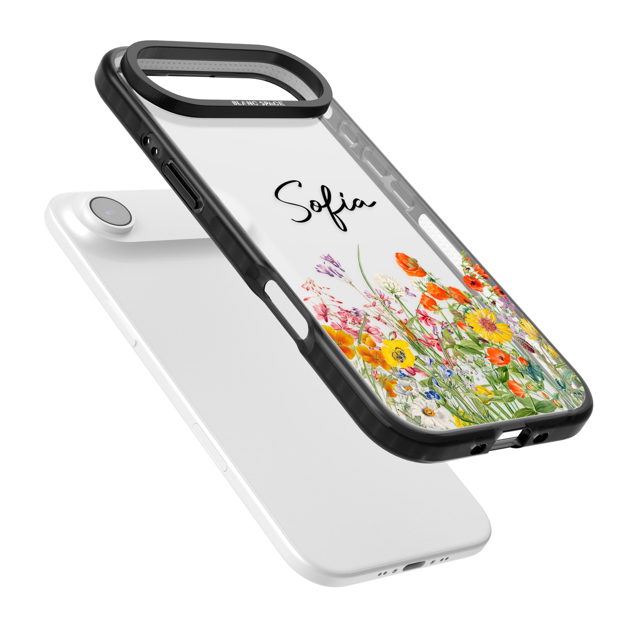 Personalised Summer Wildflowers iPhone 17 Air Impact Black Phone Case Colours