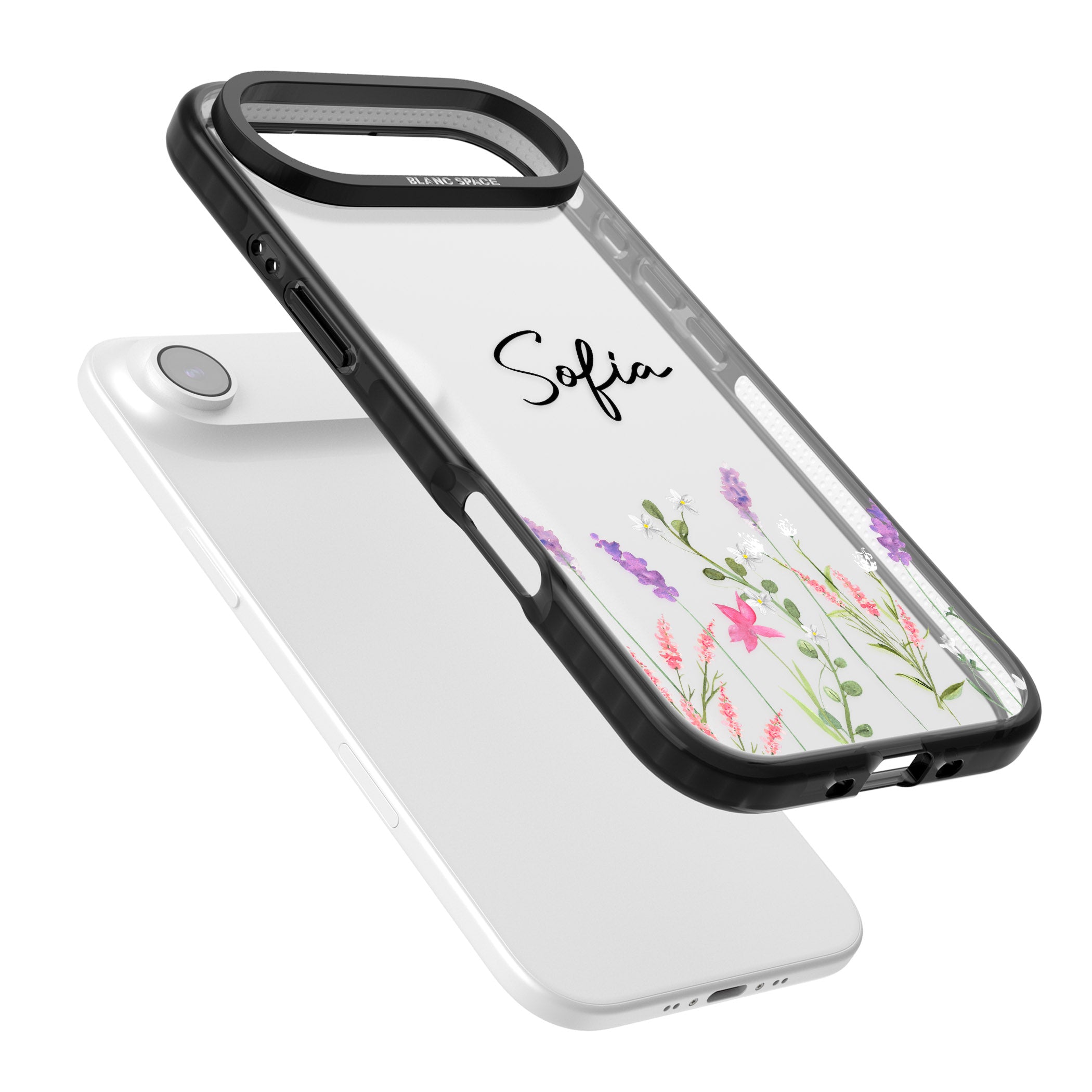 Personalised Lavender Wildflowers iPhone 17 Air Impact Black Phone Case Colours