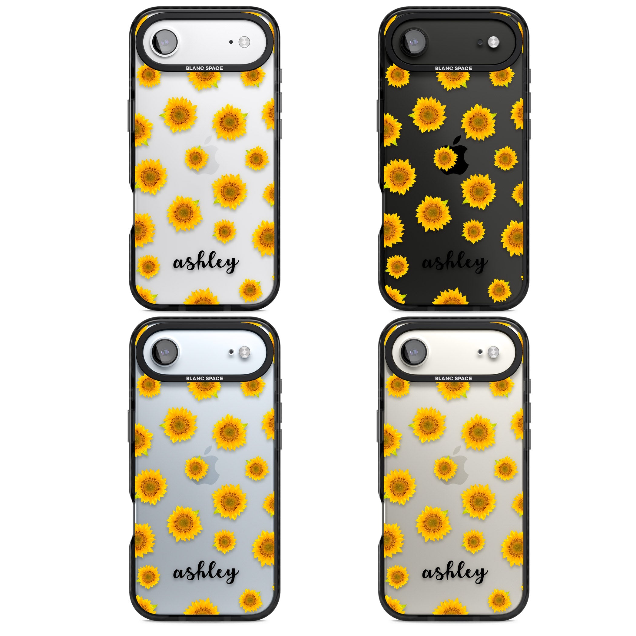 Personalised Sunflowers & Cursive iPhone 17 Air Impact Black Phone Case APT Impact Protection
