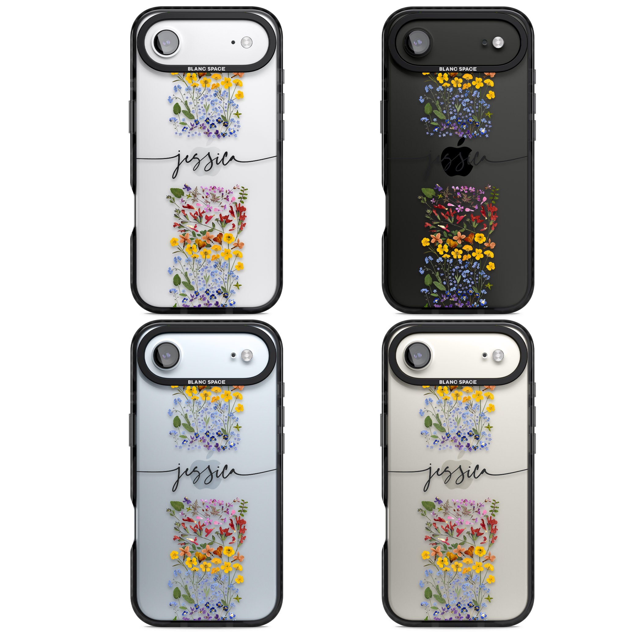 Personalised Wildflower Stripe iPhone 17 Air Impact Black Phone Case APT Impact Protection