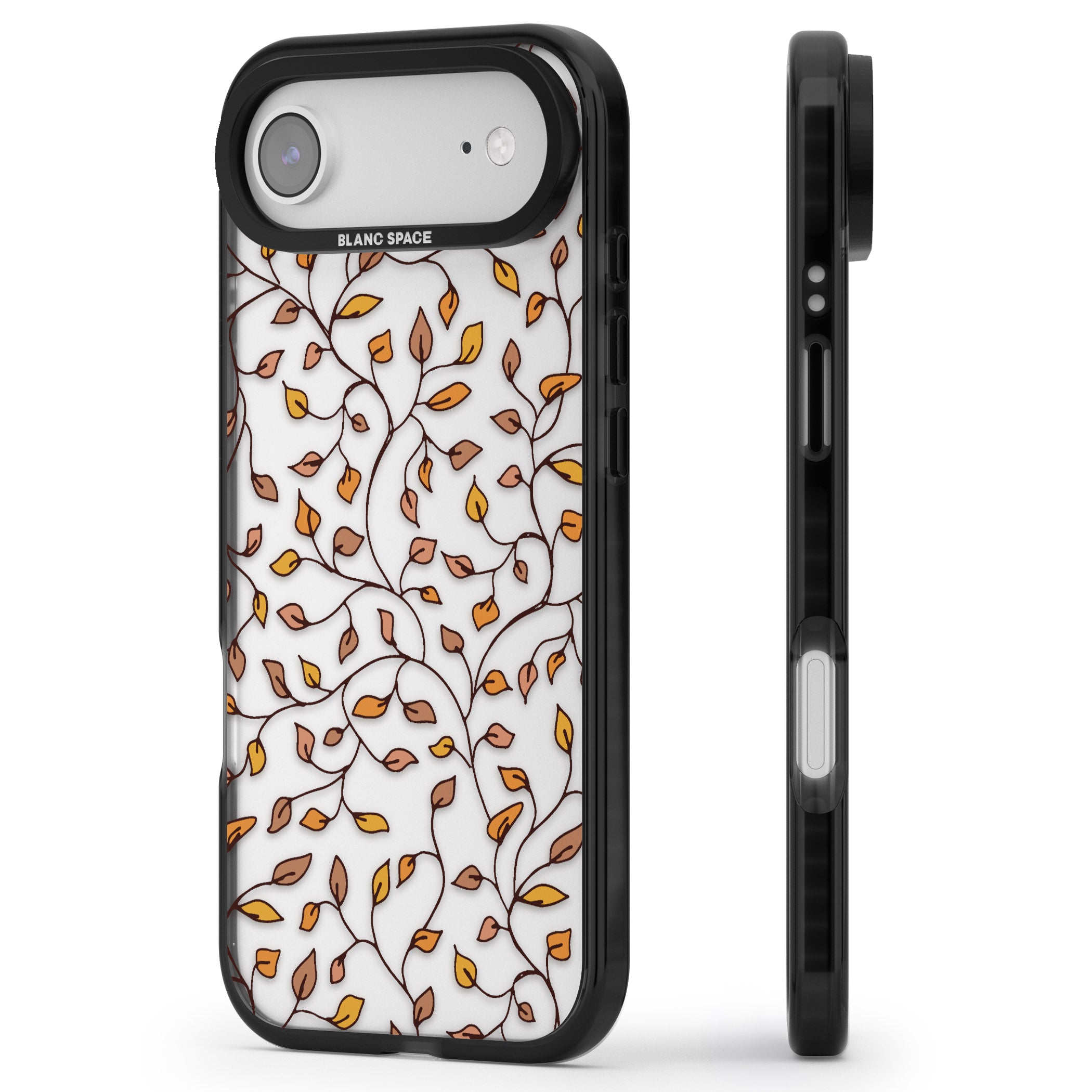 Personalised Autumn Leaves Pattern iPhone 17 Air Impact Black Phone Case Side Profile