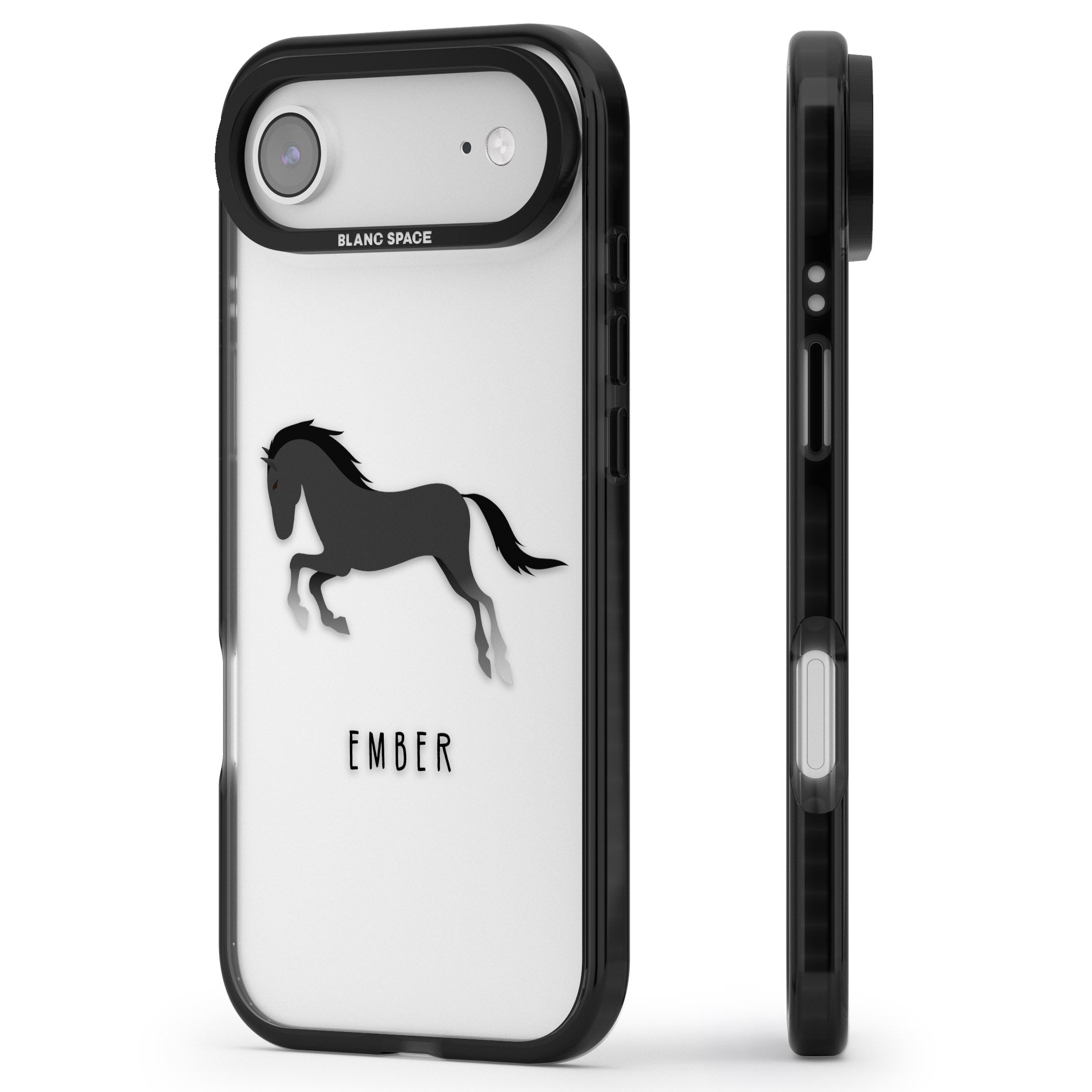 Personalised Black Horse iPhone 17 Air Impact Black Phone Case Side Profile