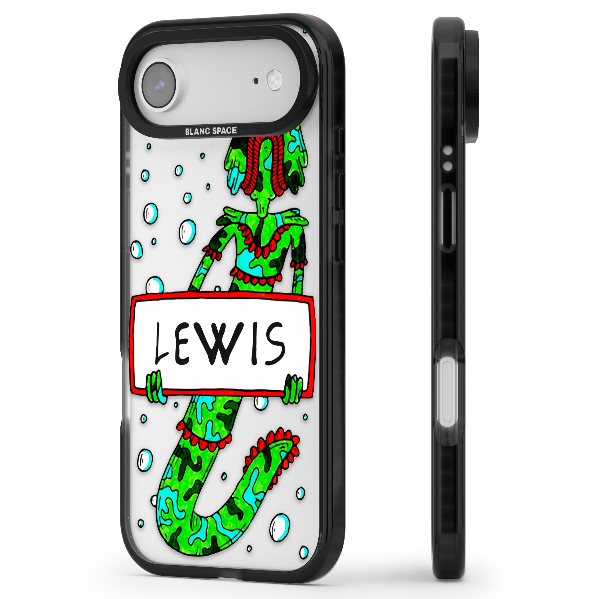 Personalised Fish Boy iPhone 17 Air Impact Black Phone Case Side Profile