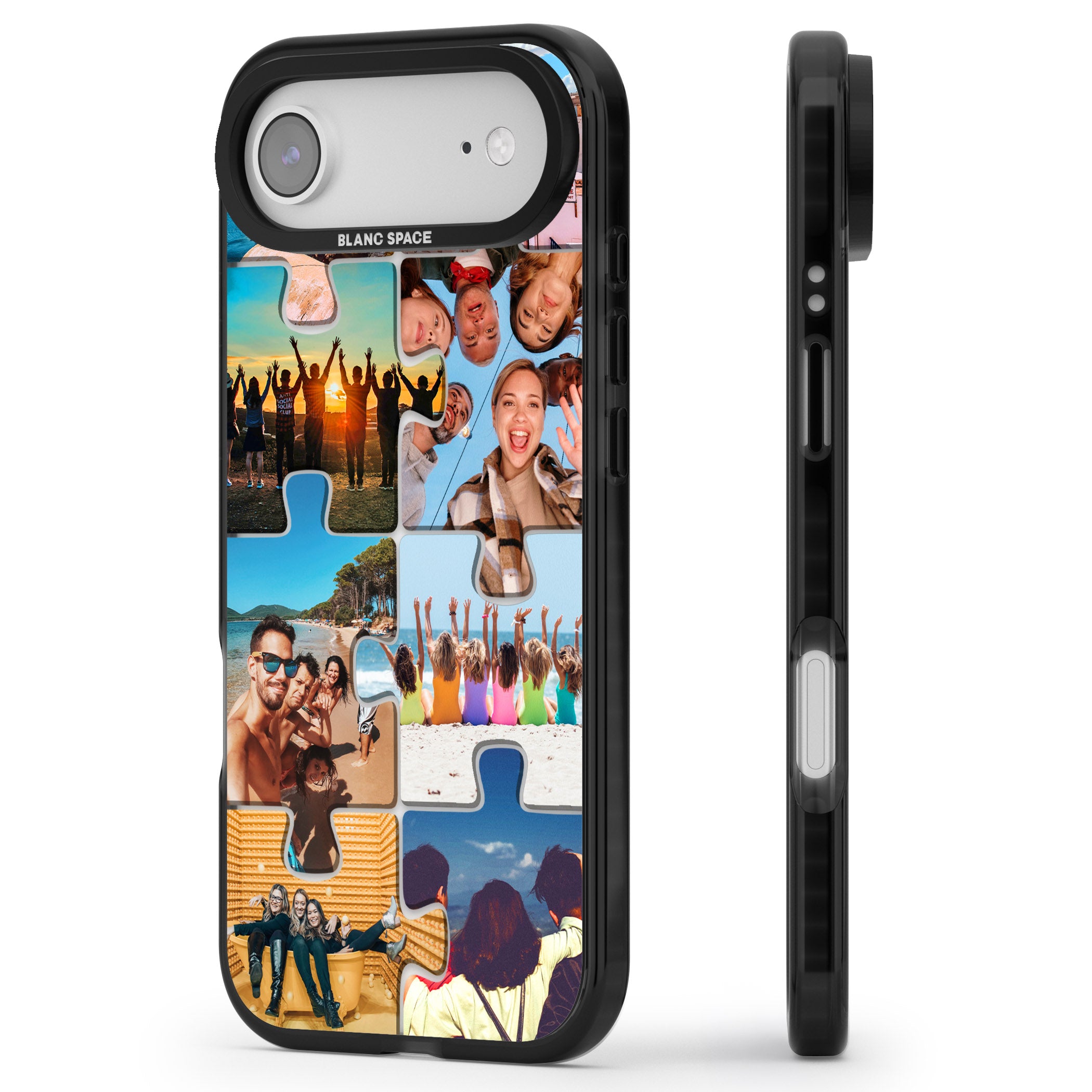 Personalised Jigsaw Photo Grid iPhone 17 Air Impact Black Phone Case Side Profile