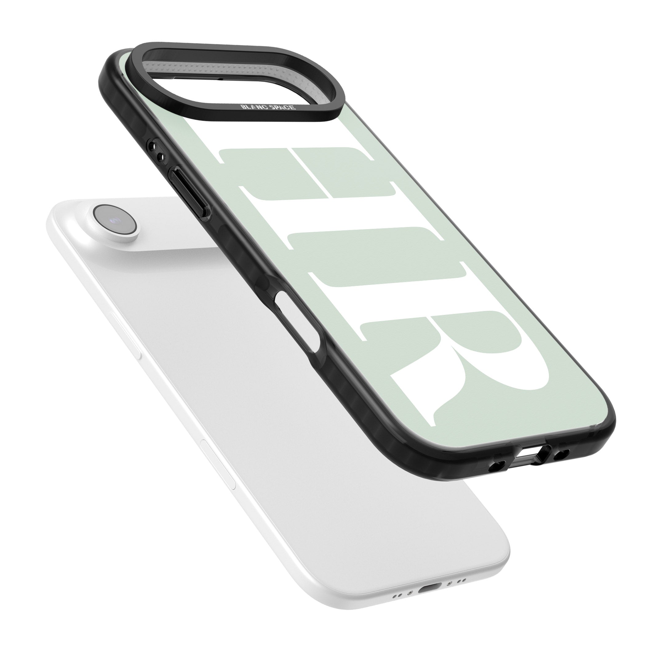 Personalised White & Seafoam Green Letters iPhone 17 Air Impact Black Phone Case Colours