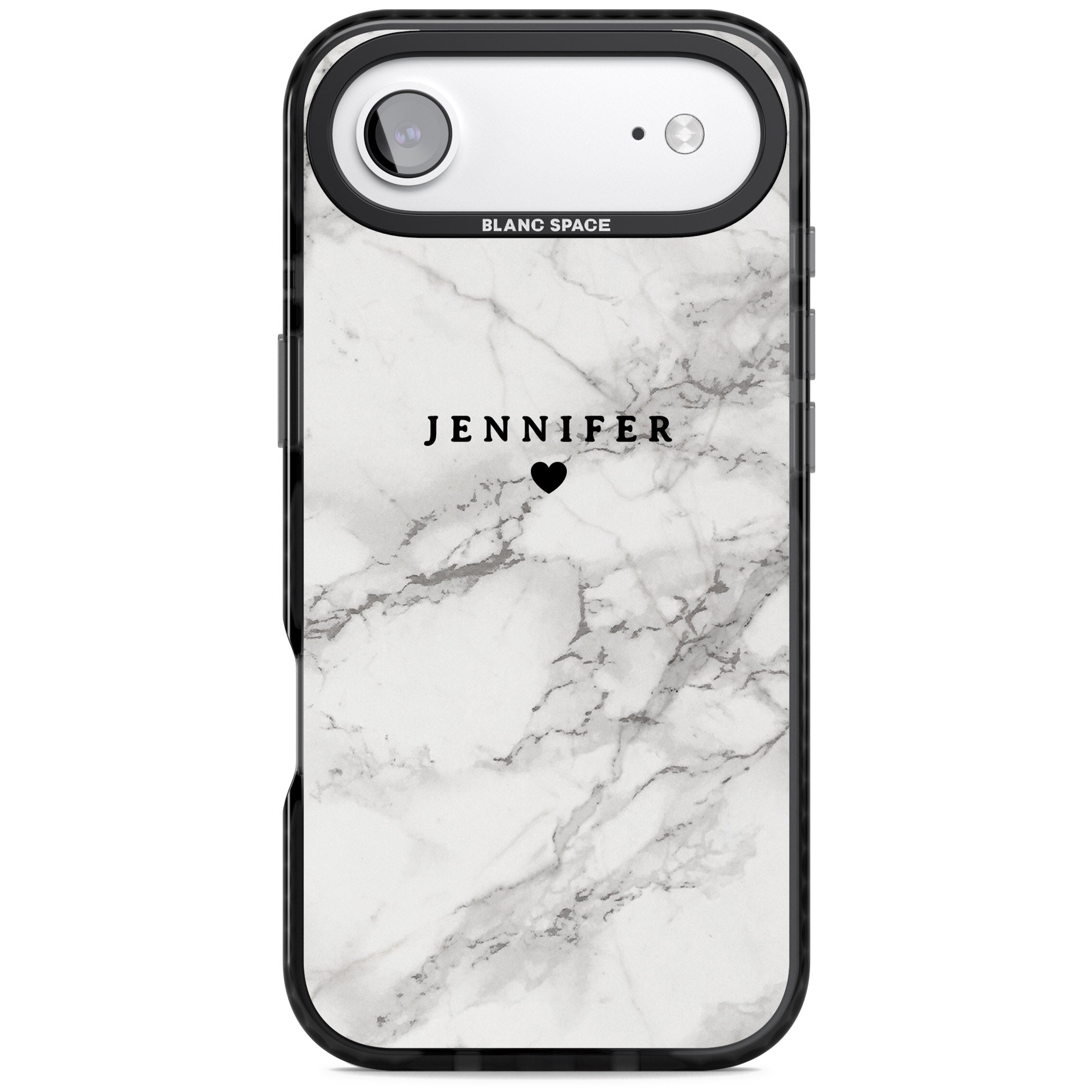 Personalised Classic Grey Marble iPhone 17 Air Impact Black Phone Case