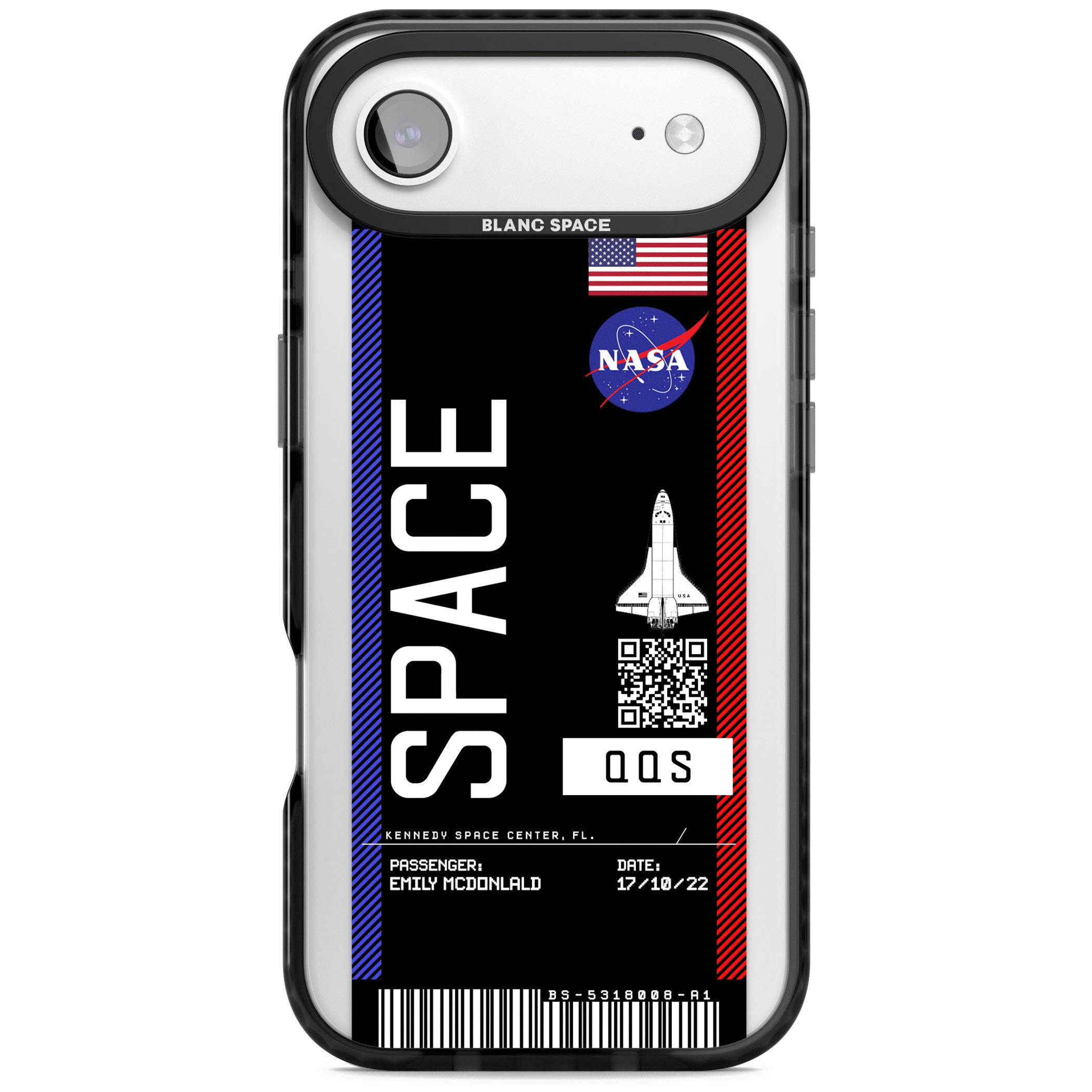 Personalised Nasa Boarding Pass (Dark) iPhone 17 Air Impact Black Phone Case