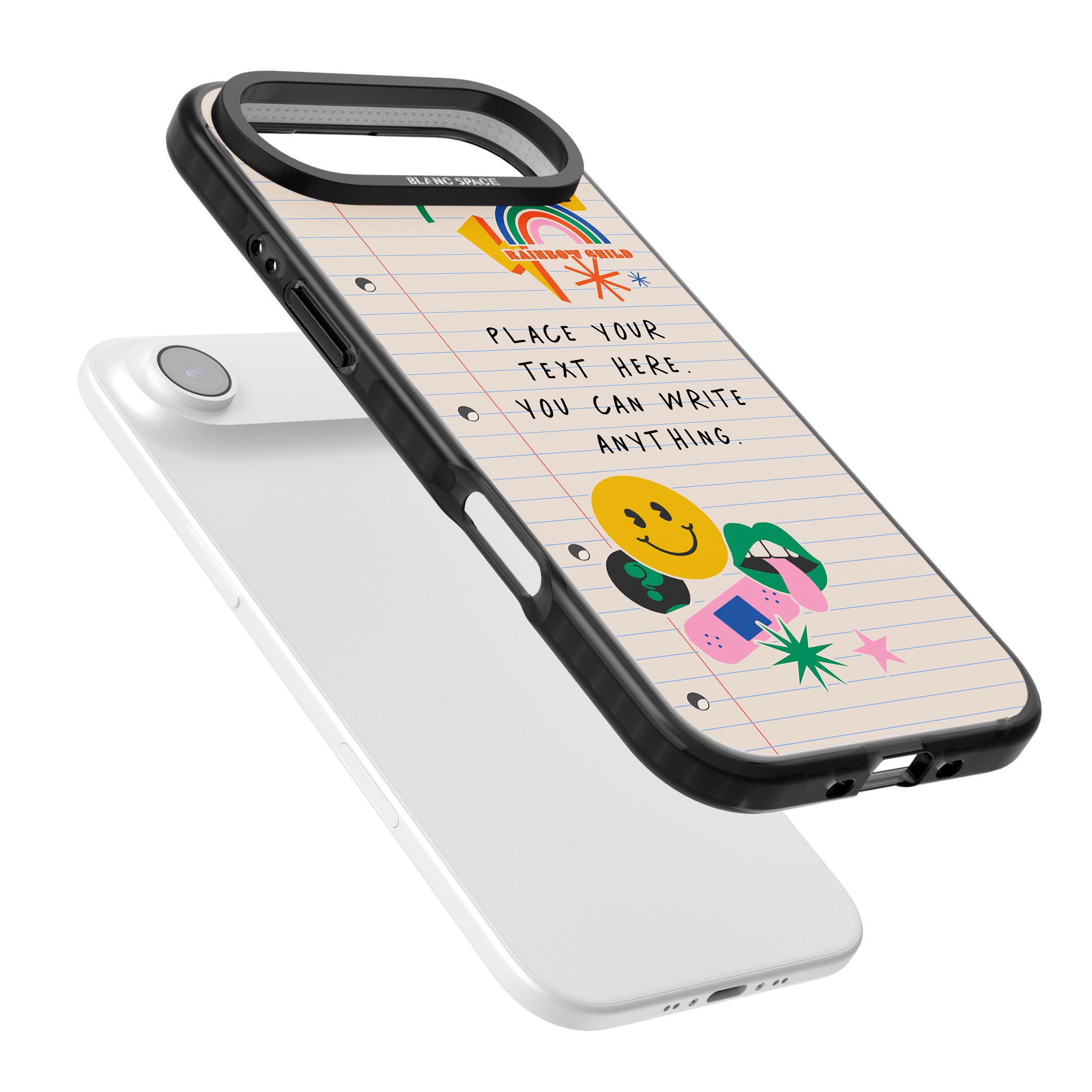 Personalised Retro Rainbow Fun iPhone 17 Air Impact Black Phone Case Colours