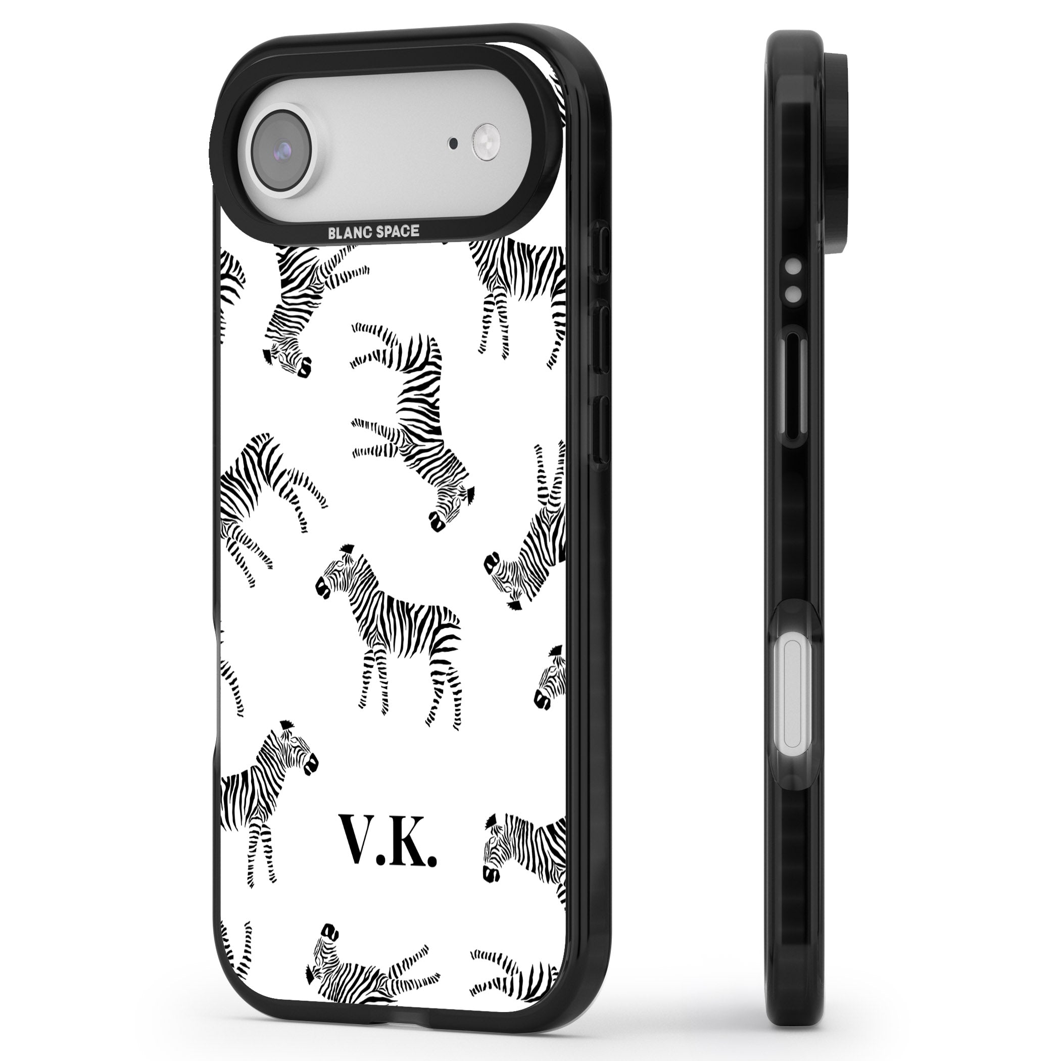 Personalised Zebra Pattern iPhone 17 Air Impact Black Phone Case Side Profile