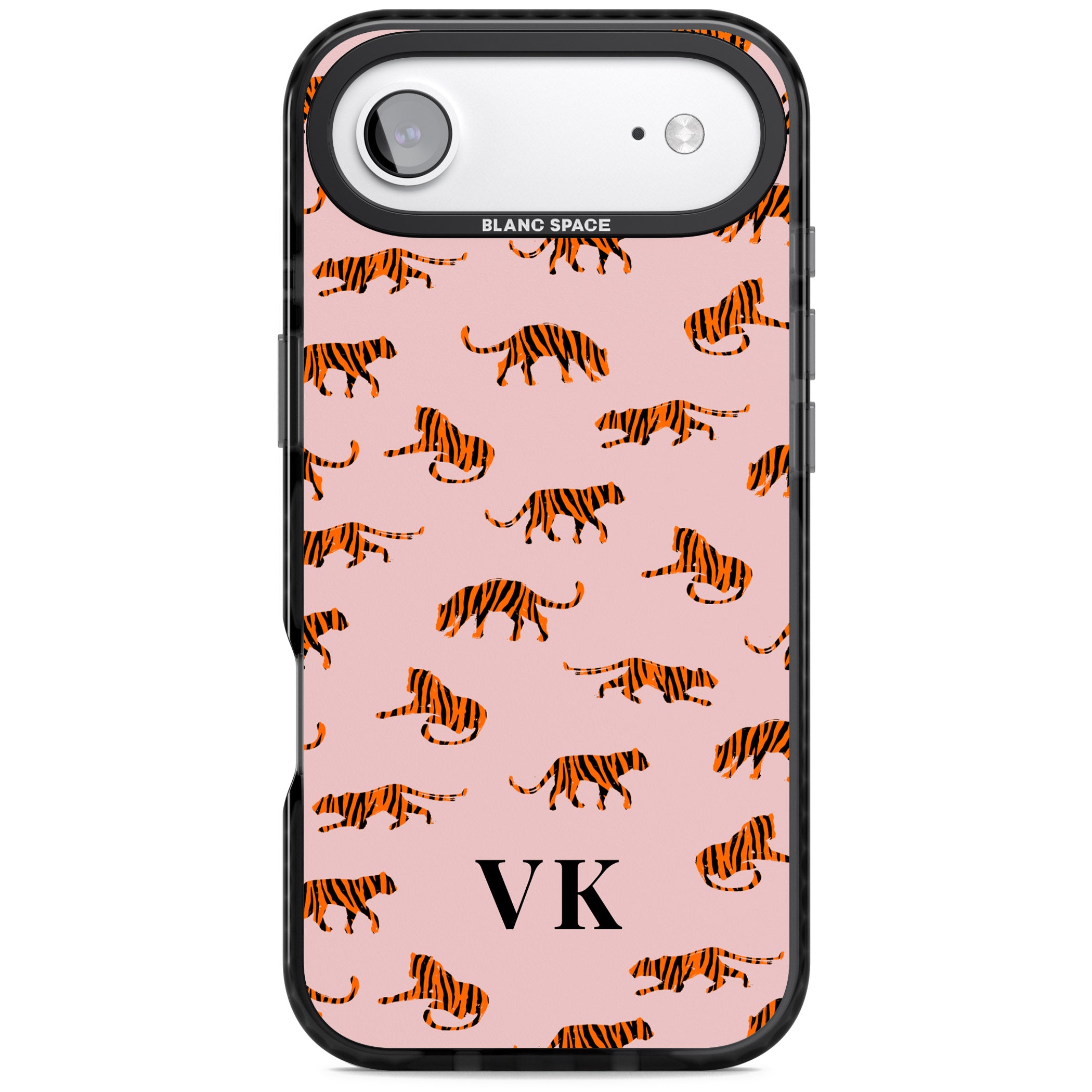 Personalised Pink Safari Tiger Pattern iPhone 17 Air Impact Black Phone Case
