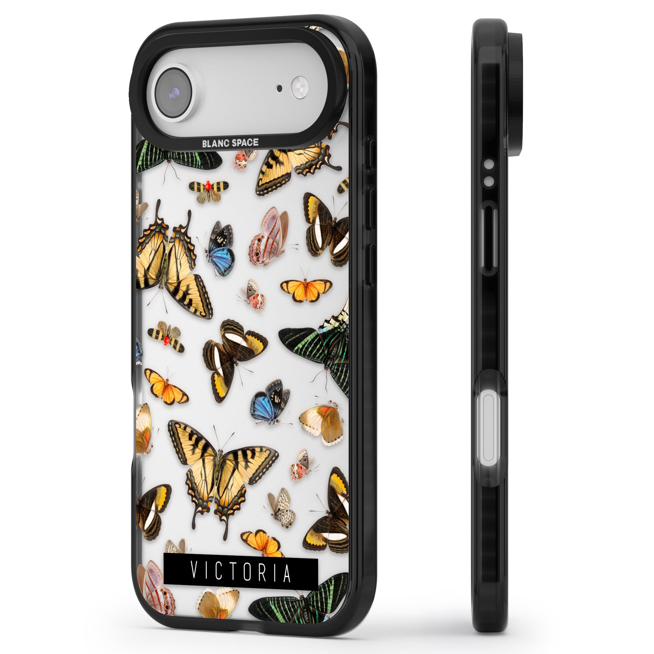 Personalised Butterfly Archive iPhone 17 Air Impact Black Phone Case Side Profile