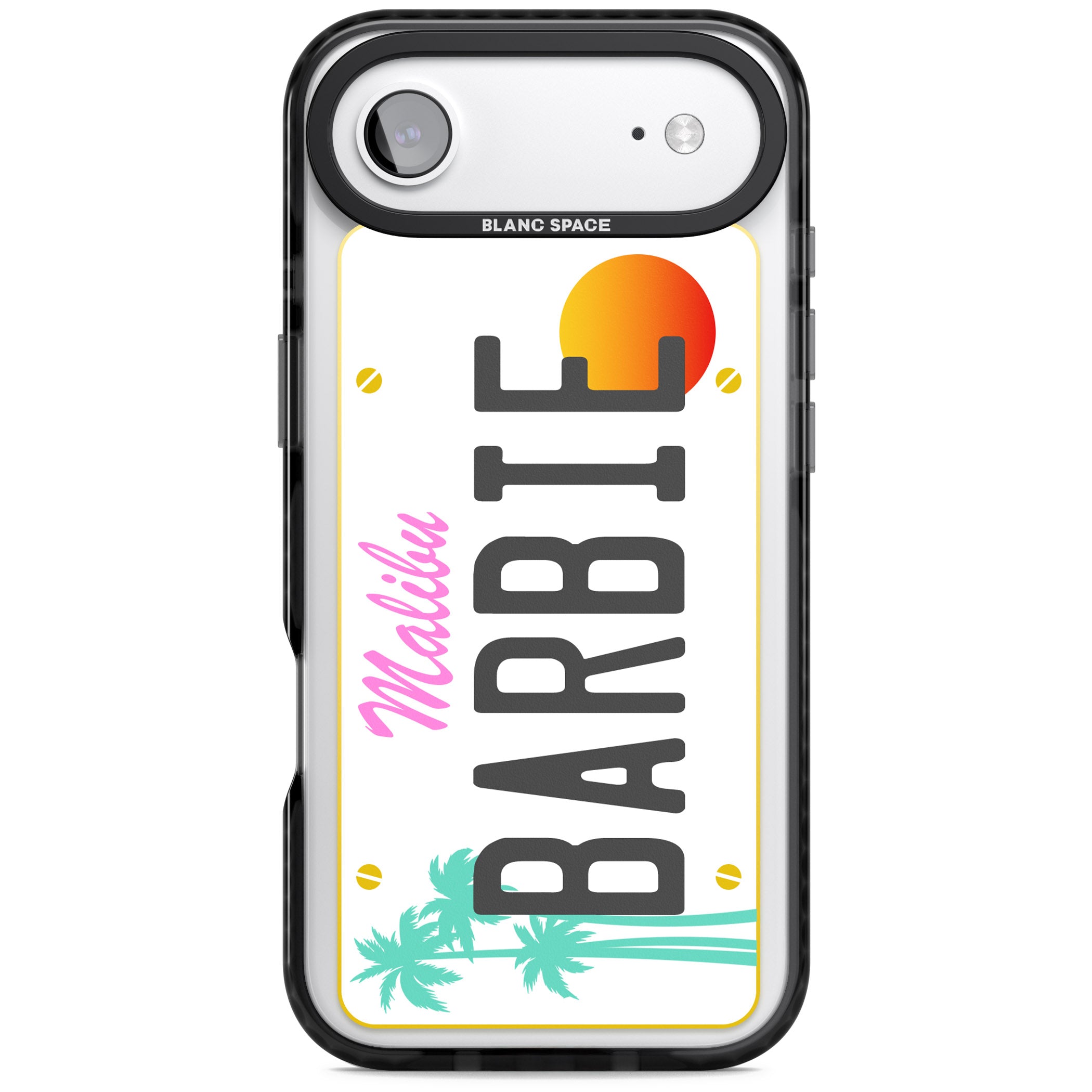 Personalised Malibu License Plate iPhone 17 Air Impact Black Phone Case