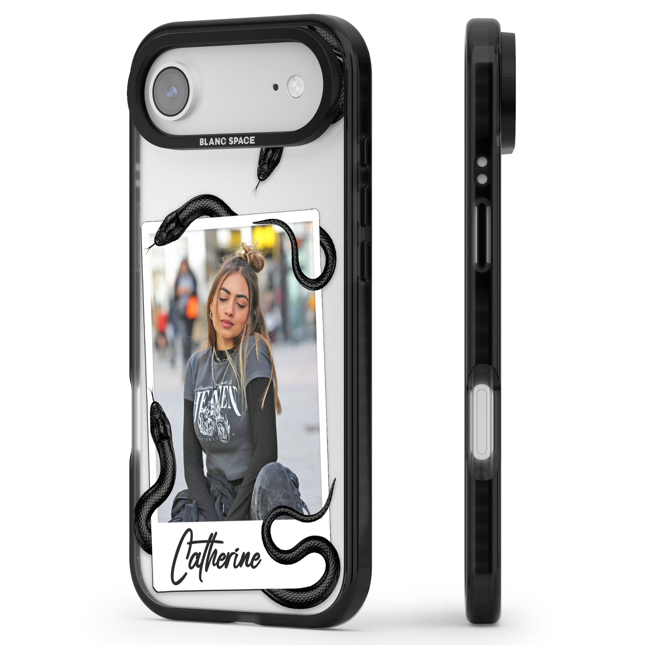 Personalised Snake Instant Photo iPhone 17 Air Impact Black Phone Case Side Profile