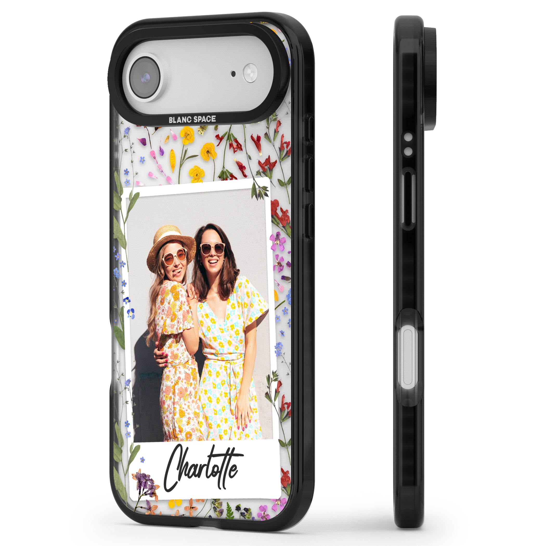Personalised Wildflower Instant Photo iPhone 17 Air Impact Black Phone Case Side Profile