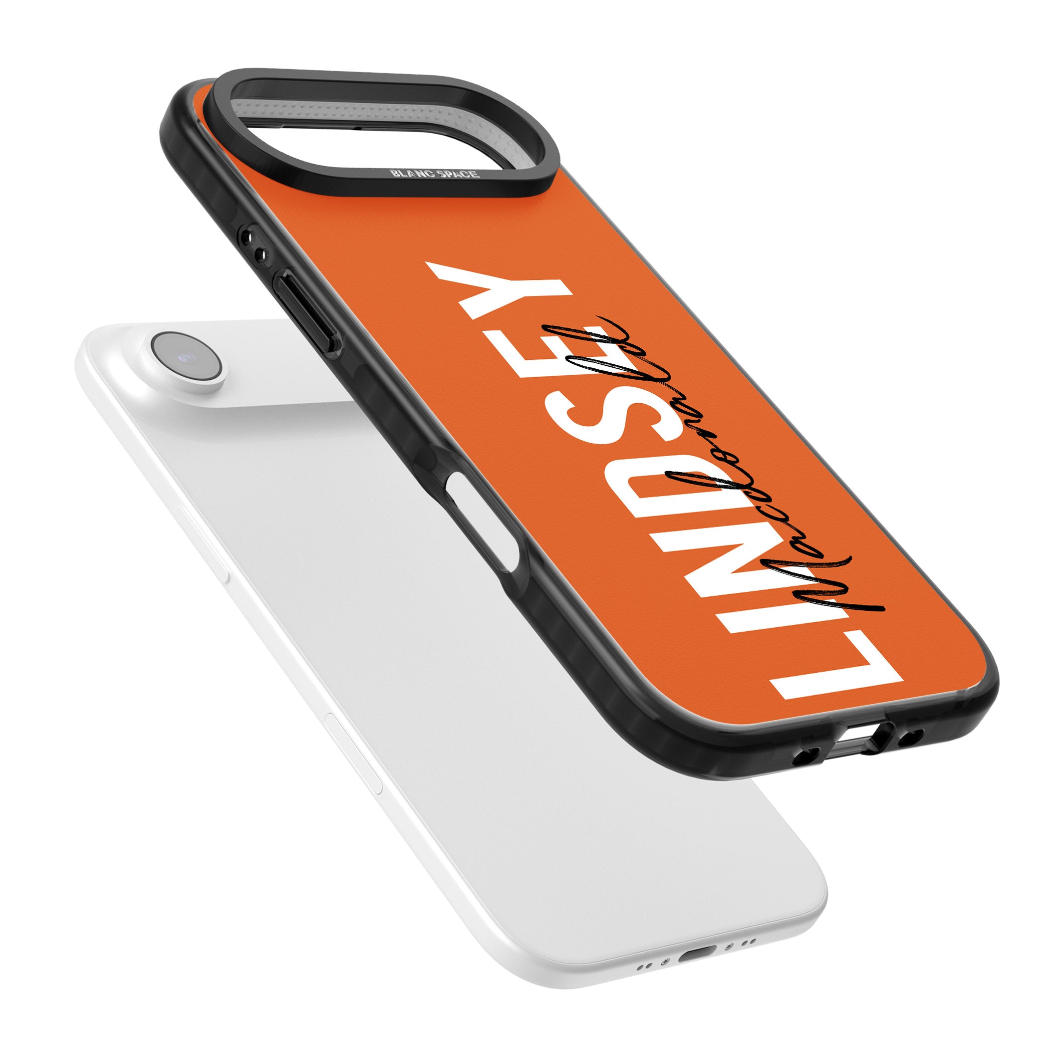 Personalised Bold Name: Orange iPhone 17 Air Impact Black Phone Case Colours