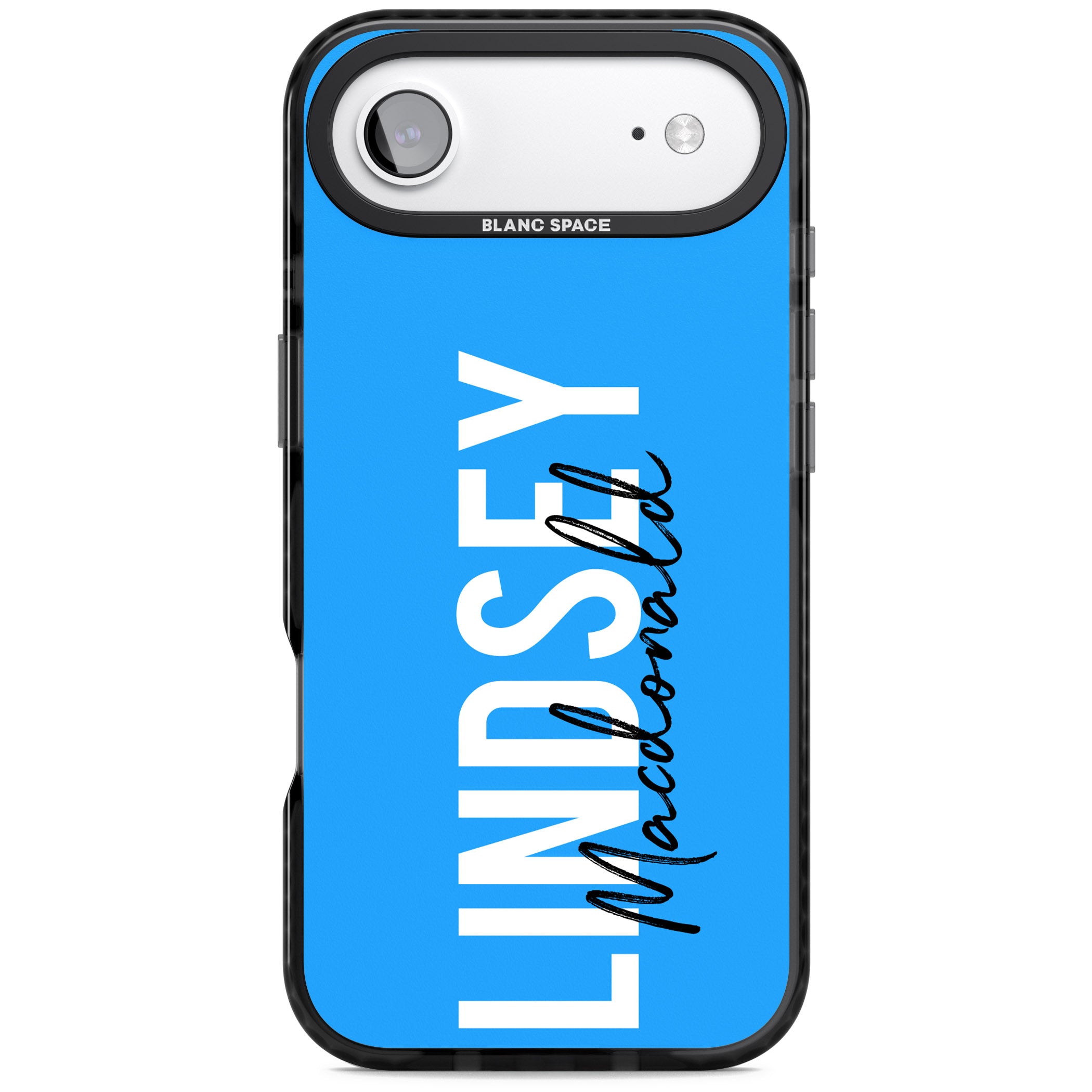 Personalised Bold Name: Blue iPhone 17 Air Impact Black Phone Case
