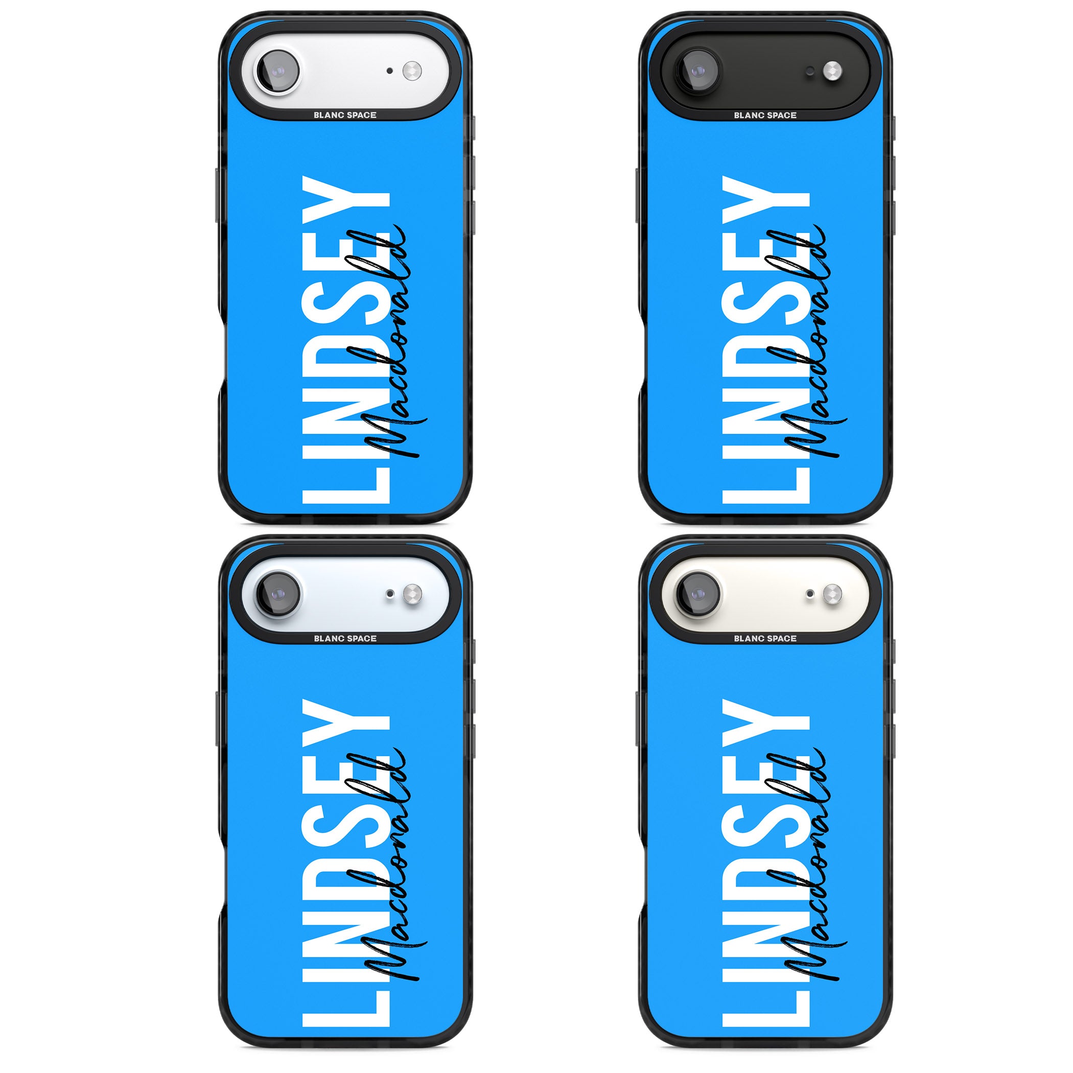 Personalised Bold Name: Blue iPhone 17 Air Impact Black Phone Case APT Impact Protection