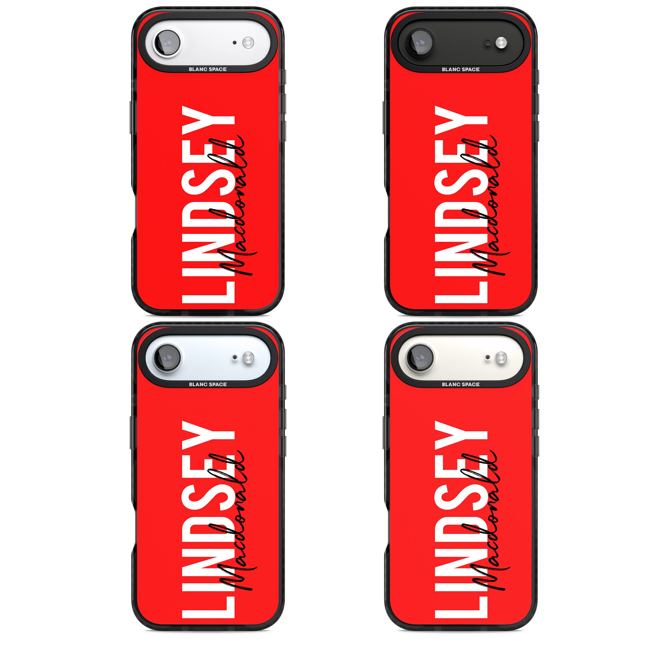 Personalised Bold Name: Red iPhone 17 Air Impact Black Phone Case APT Impact Protection