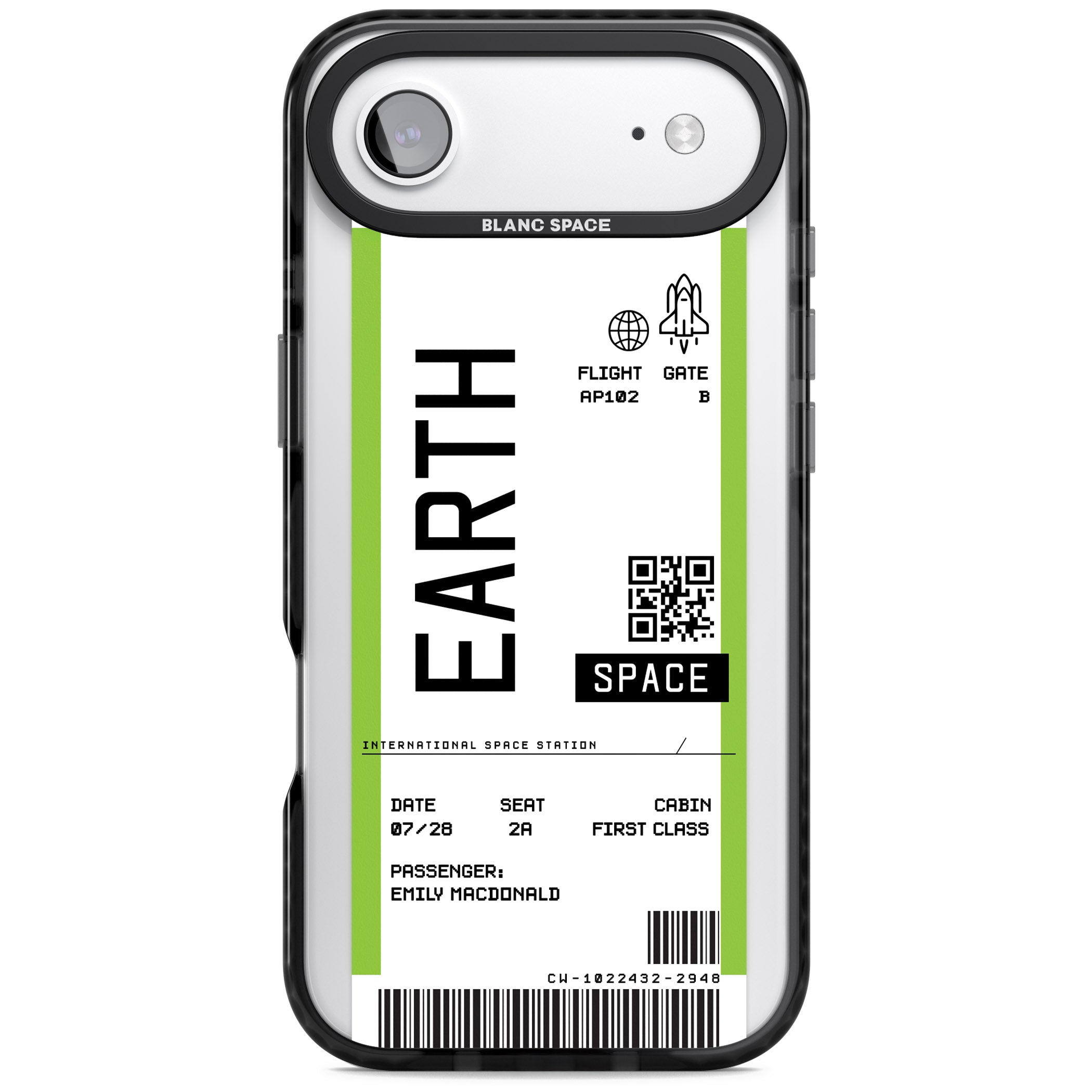 Personalised Earth Travel Ticket iPhone 17 Air Impact Black Phone Case