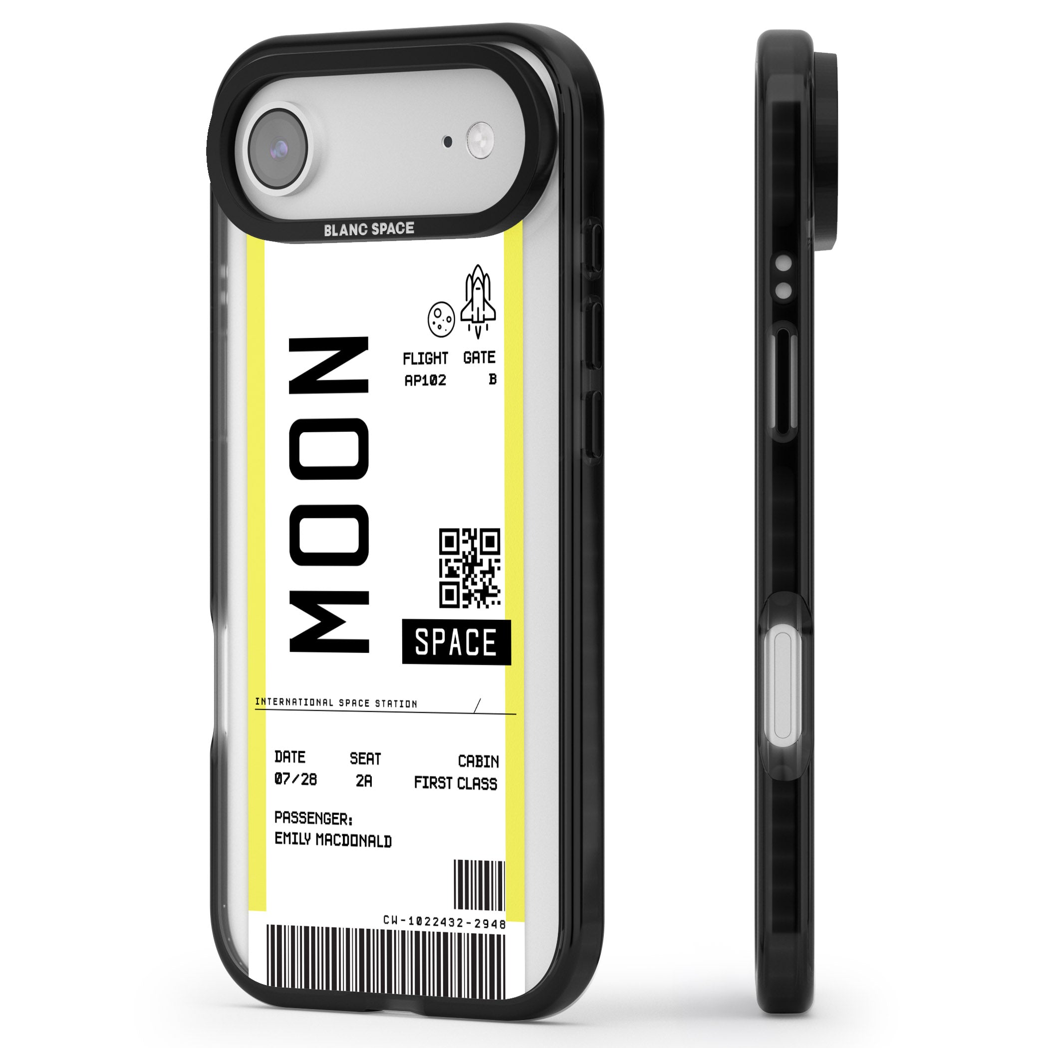 Personalised Moon Travel Ticket iPhone 17 Air Impact Black Phone Case Side Profile
