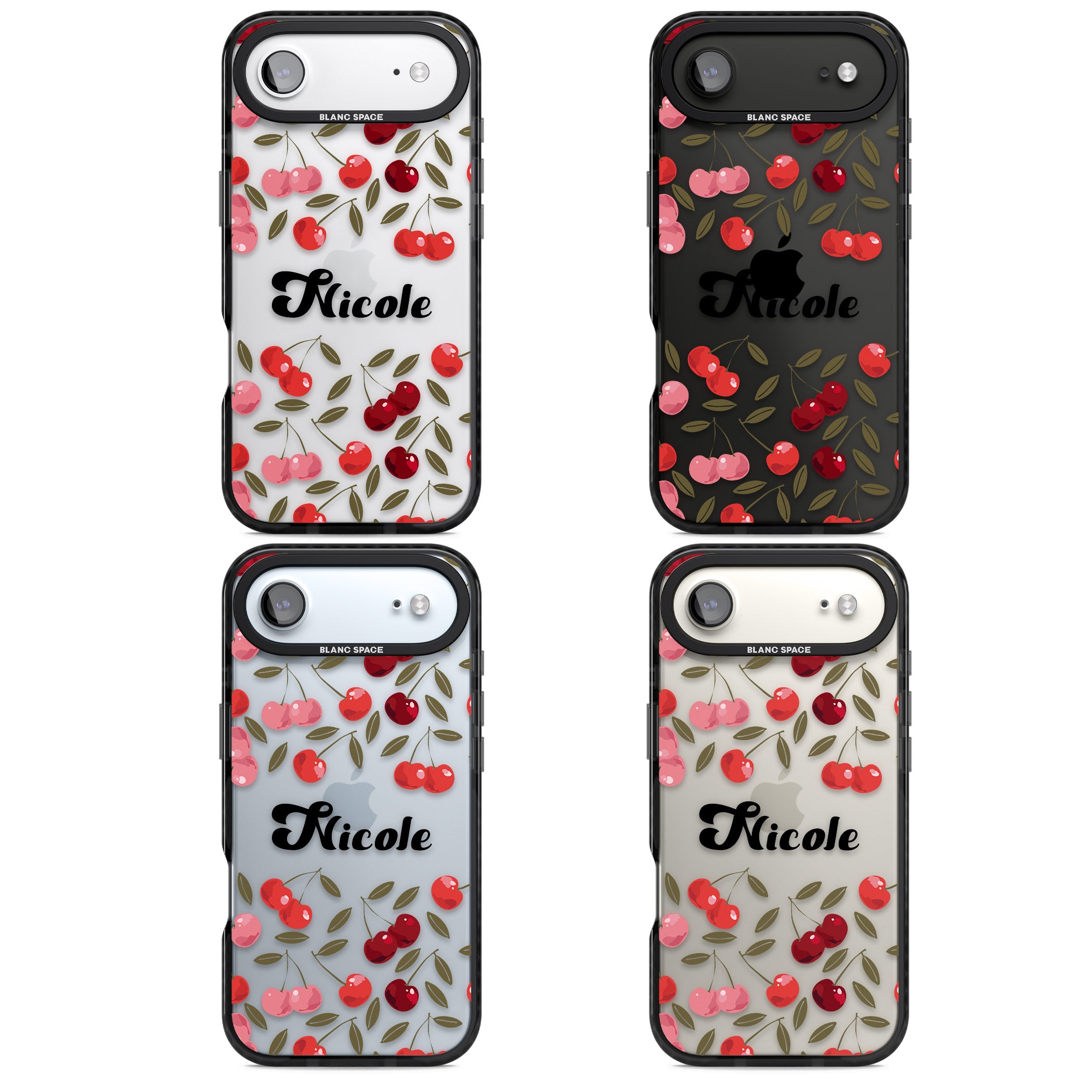 Personalised Cherry Pattern iPhone 17 Air Impact Black Phone Case APT Impact Protection