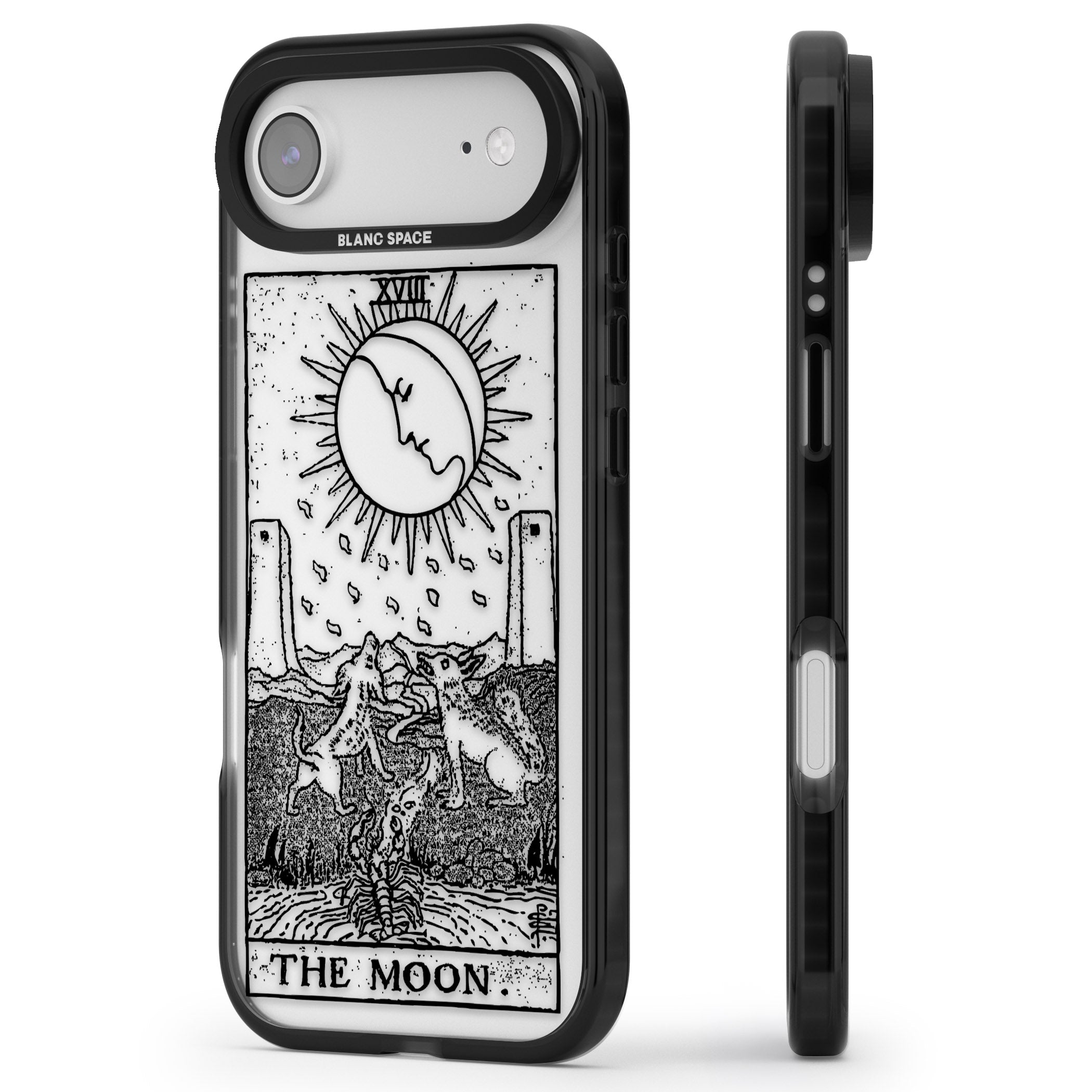 Personalised The Moon Tarot Card (Clear) iPhone 17 Air Impact Black Phone Case Side Profile