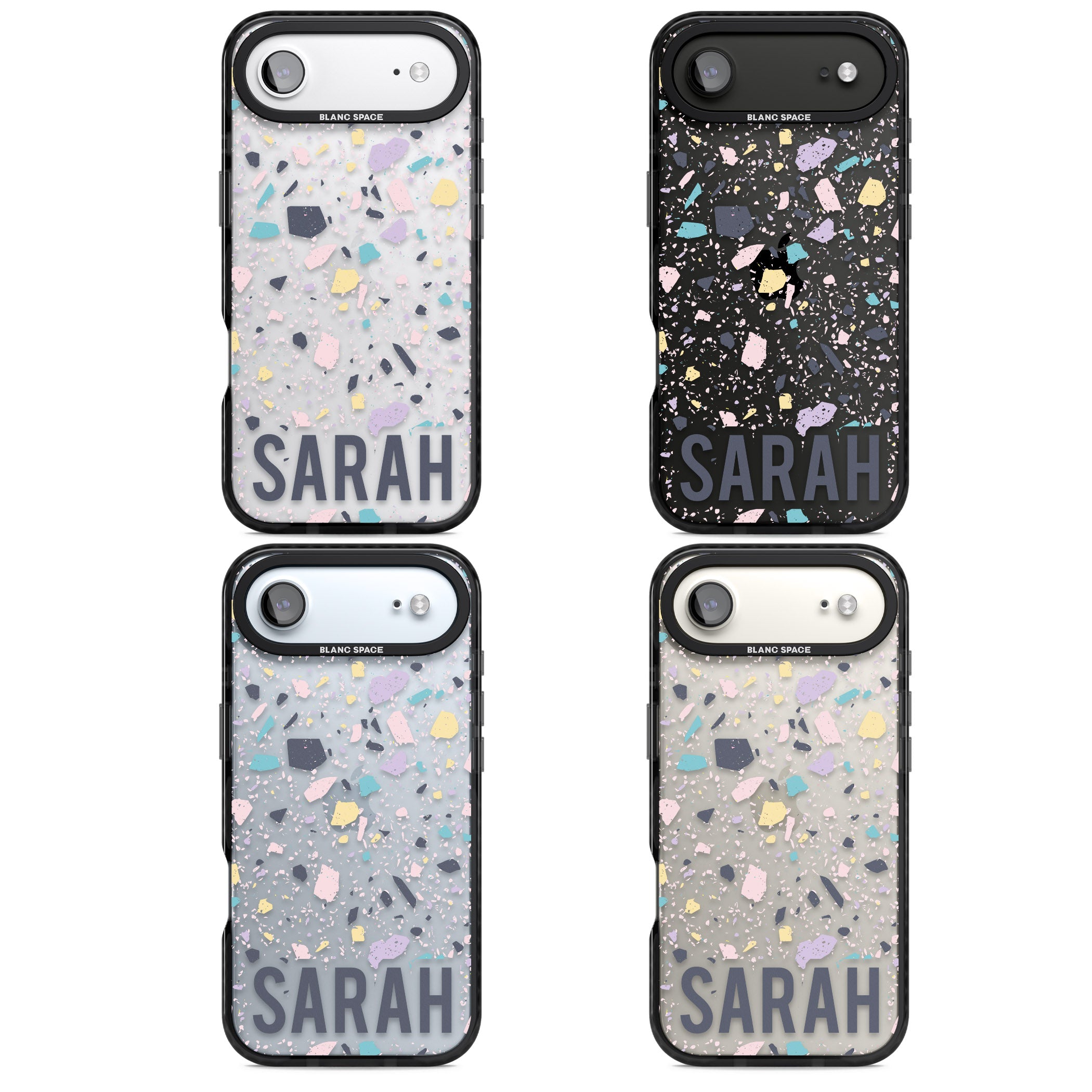 Personalised Pastel Terrazzo iPhone 17 Air Impact Black Phone Case APT Impact Protection