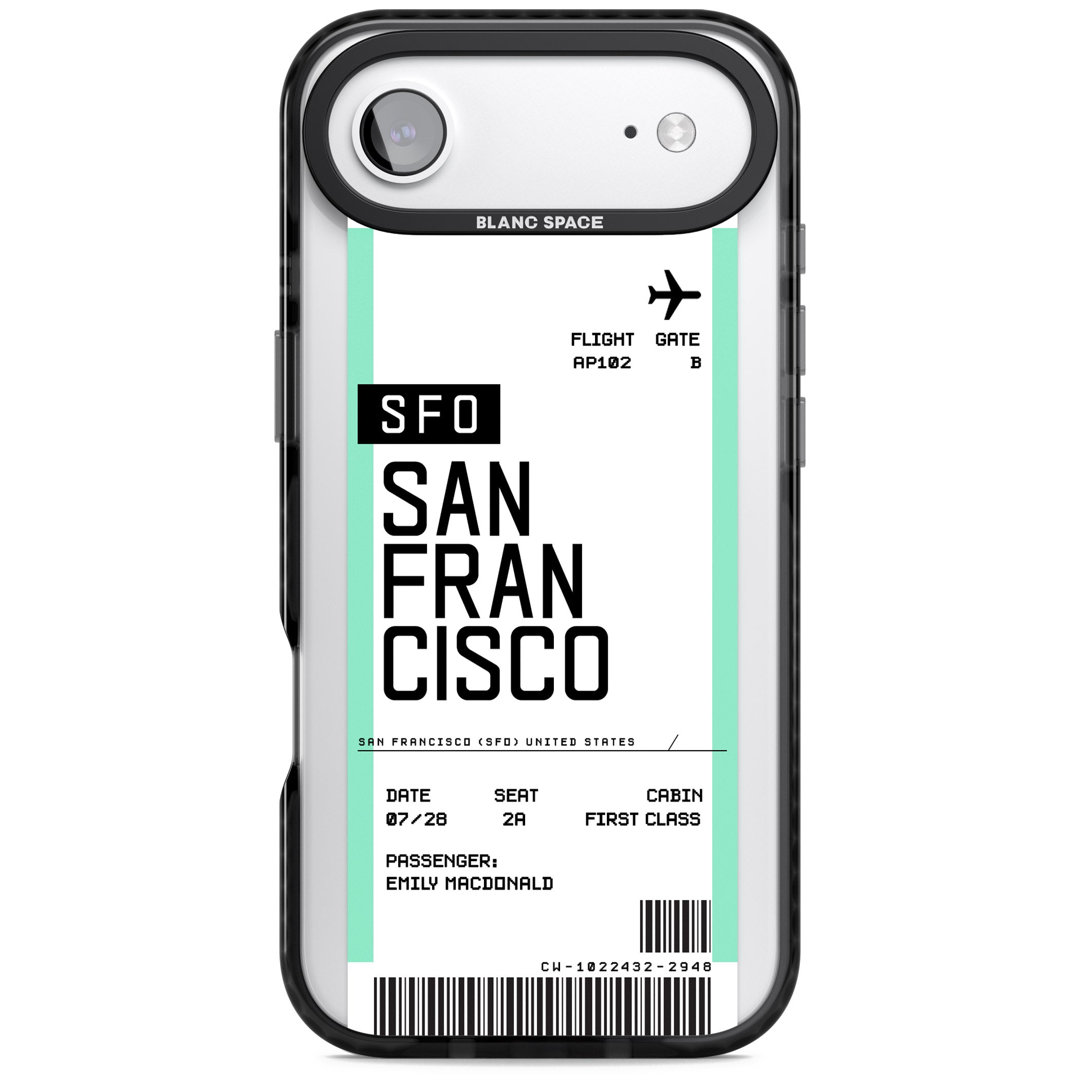Personalised San Francisco Boarding Pass iPhone 17 Air Impact Black Phone Case