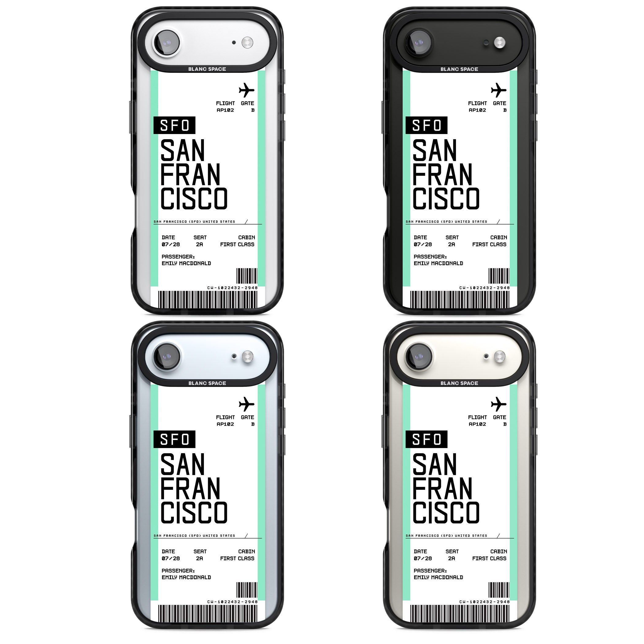 Personalised San Francisco Boarding Pass iPhone 17 Air Impact Black Phone Case APT Impact Protection