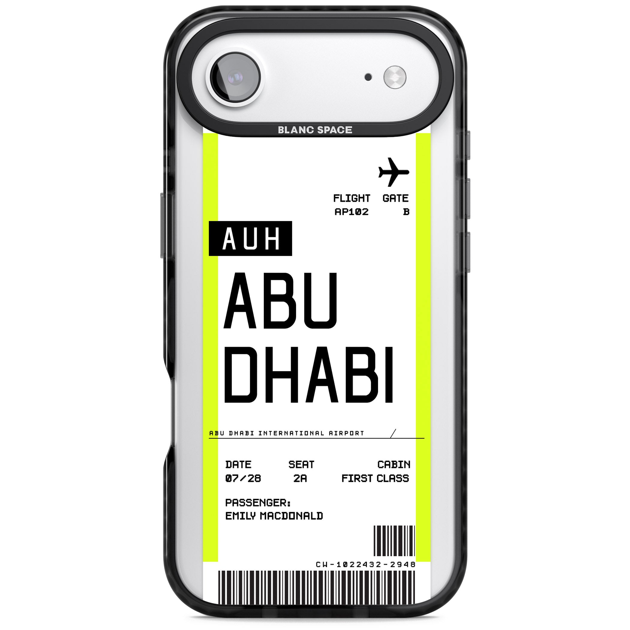 Personalised Abu Dhabi Boarding Pass iPhone 17 Air Impact Black Phone Case