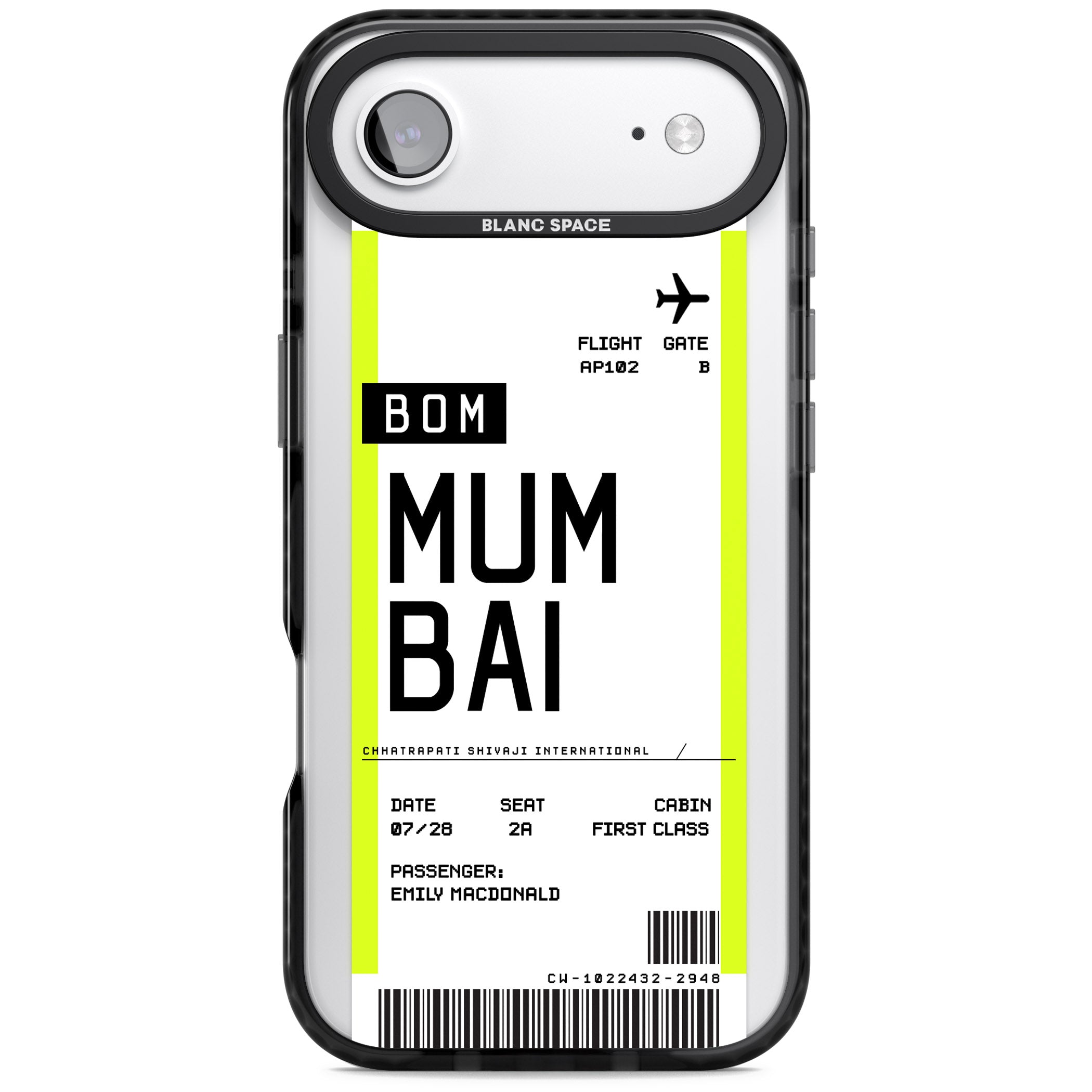Personalised Mumbai Boarding Pass iPhone 17 Air Impact Black Phone Case