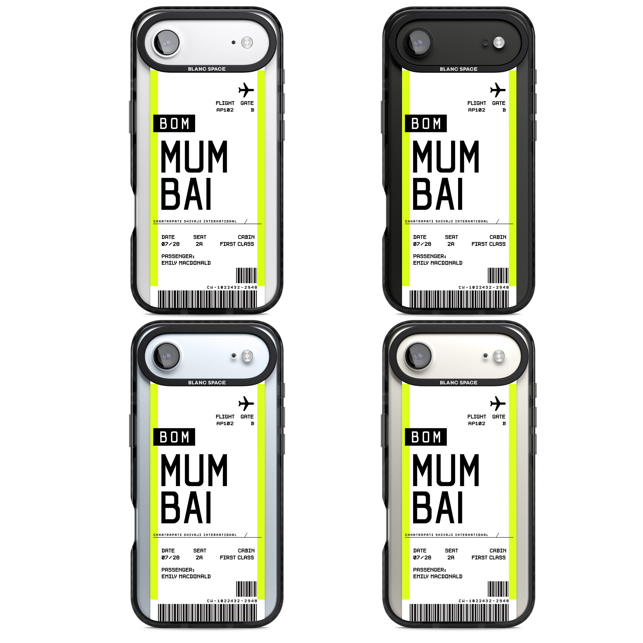 Personalised Mumbai Boarding Pass iPhone 17 Air Impact Black Phone Case APT Impact Protection