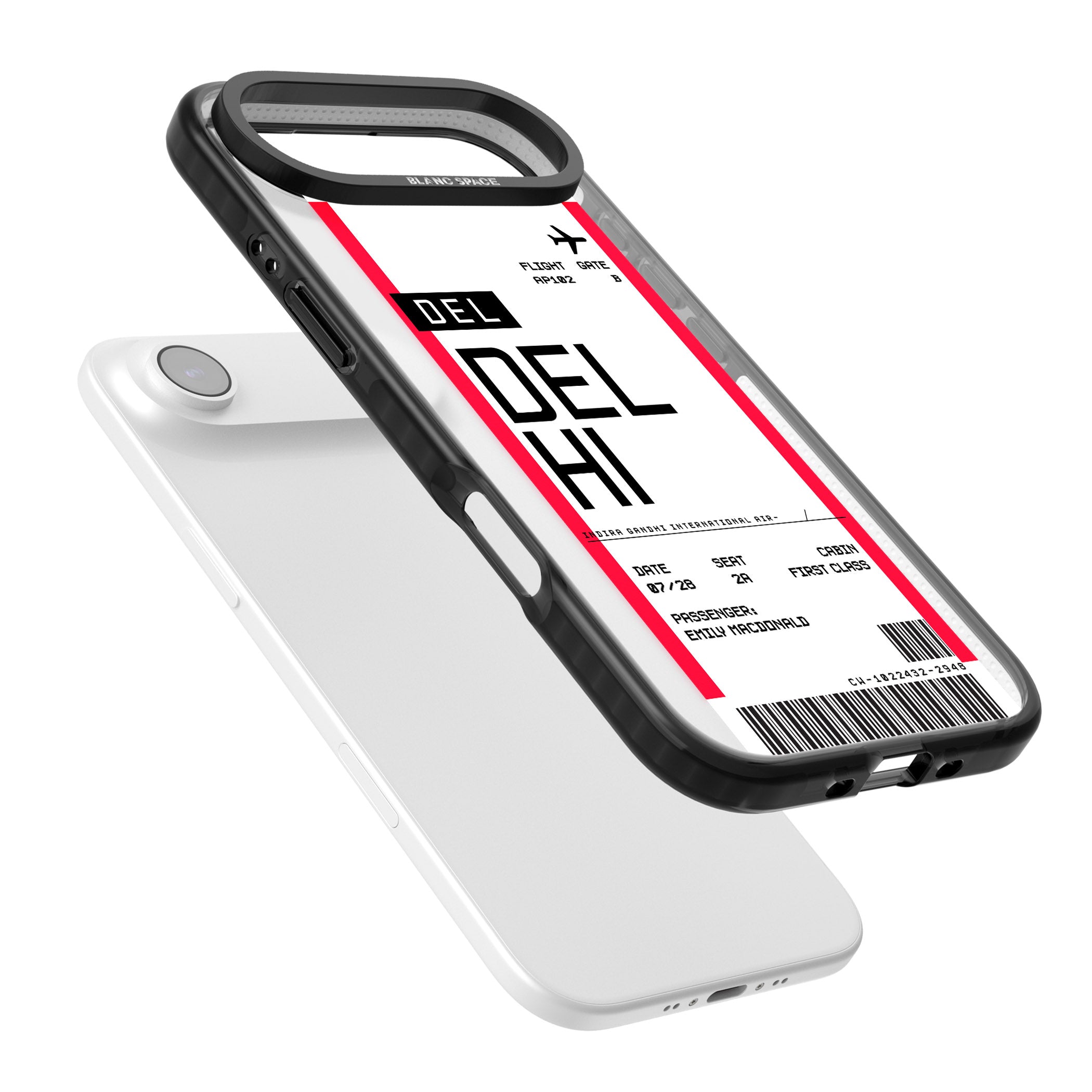 Personalised Delhi Boarding Pass iPhone 17 Air Impact Black Phone Case Colours