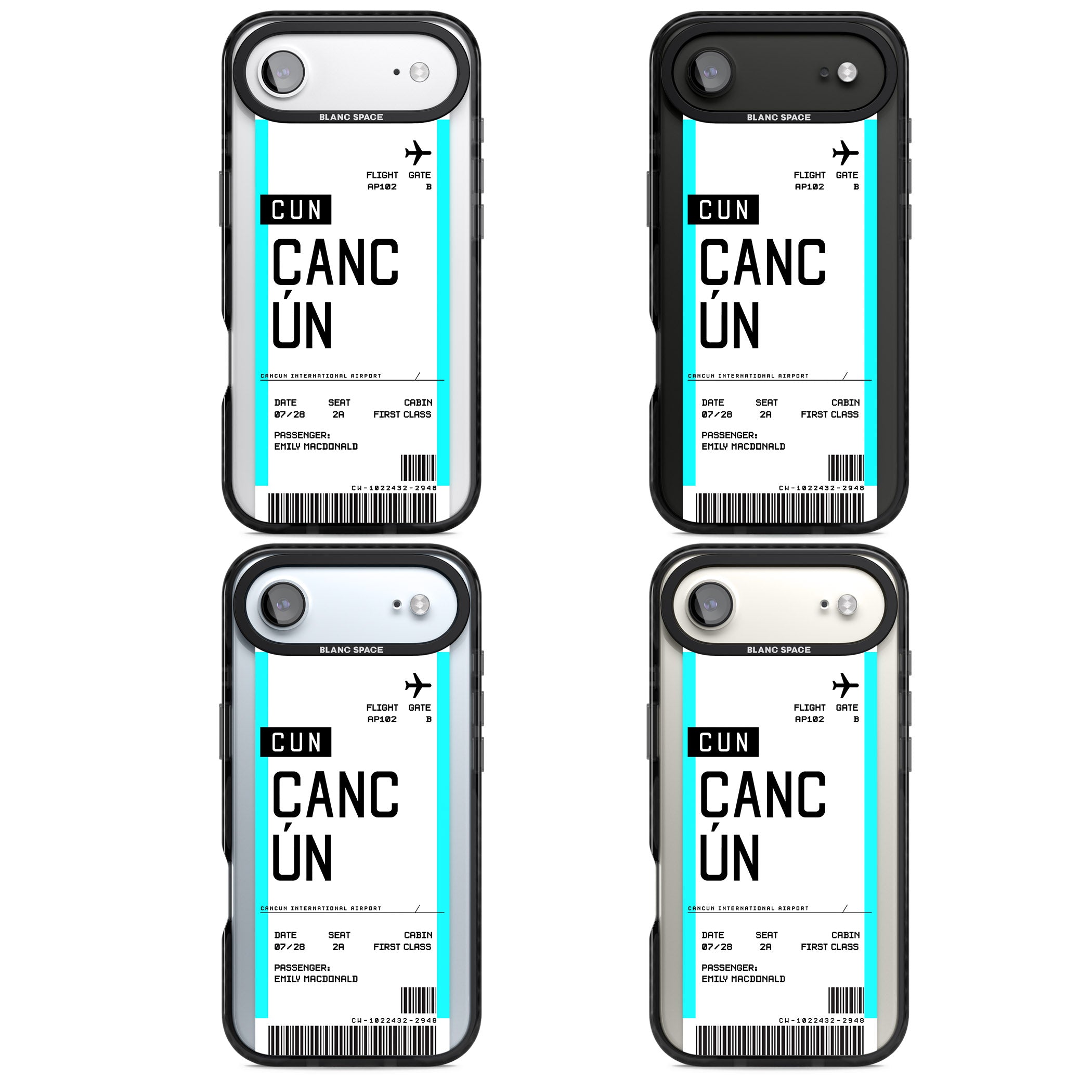 Personalised Cancún Boarding Pass iPhone 17 Air Impact Black Phone Case APT Impact Protection