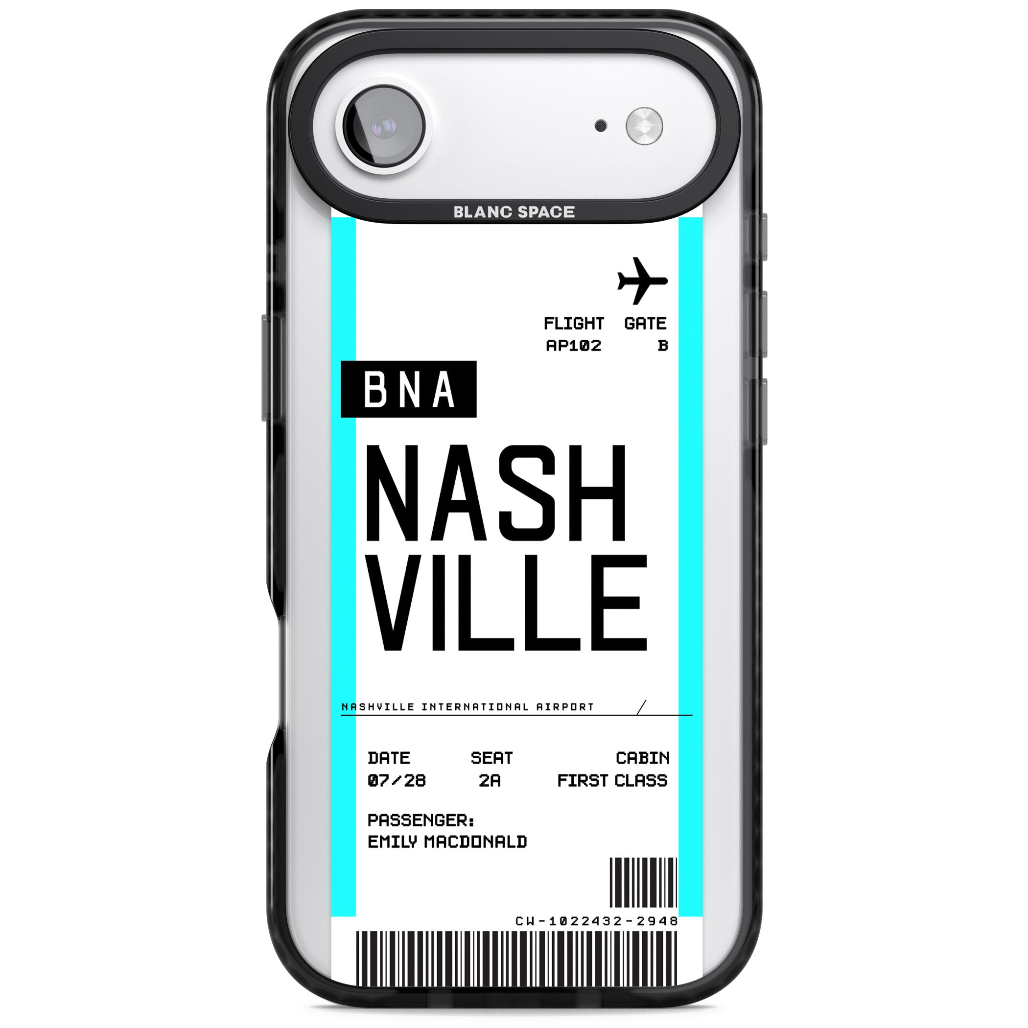 Personalised Nashville Boarding Pass iPhone 17 Air Impact Black Phone Case