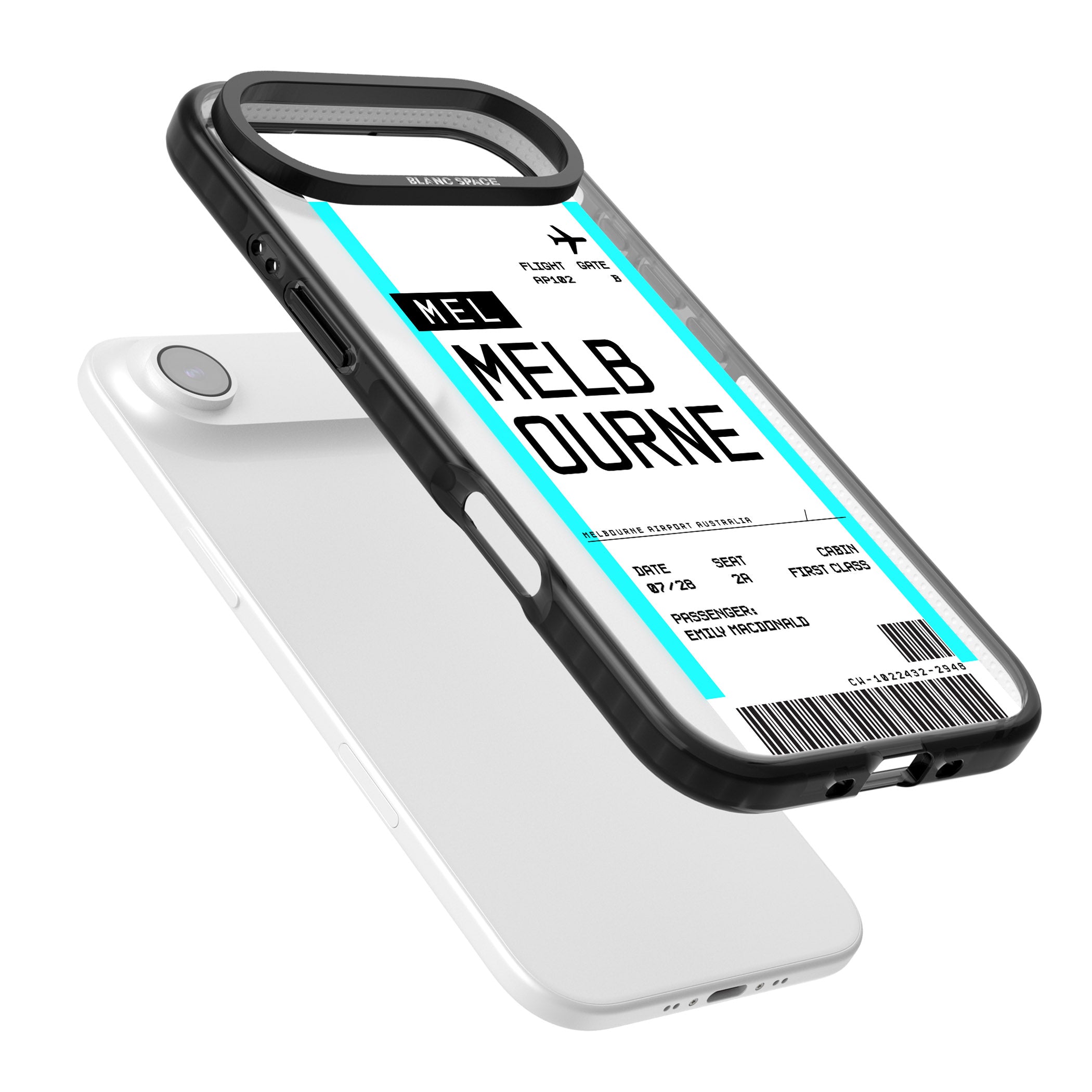 Personalised Melbourne Boarding Pass iPhone 17 Air Impact Black Phone Case Colours