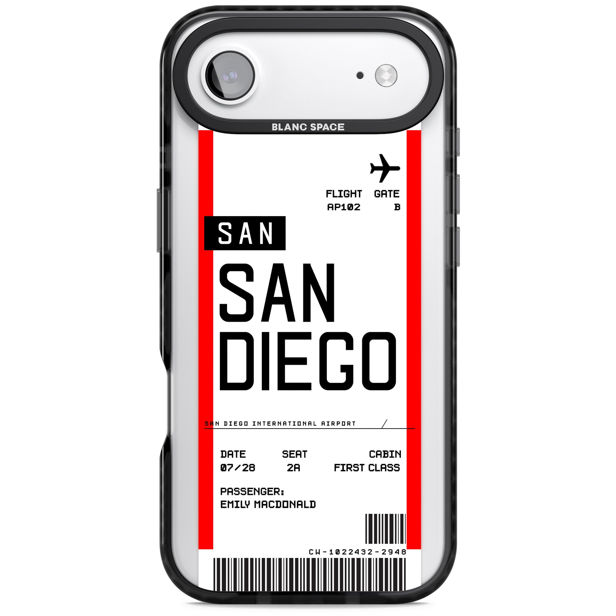 Personalised San Diego Boarding Pass iPhone 17 Air Impact Black Phone Case