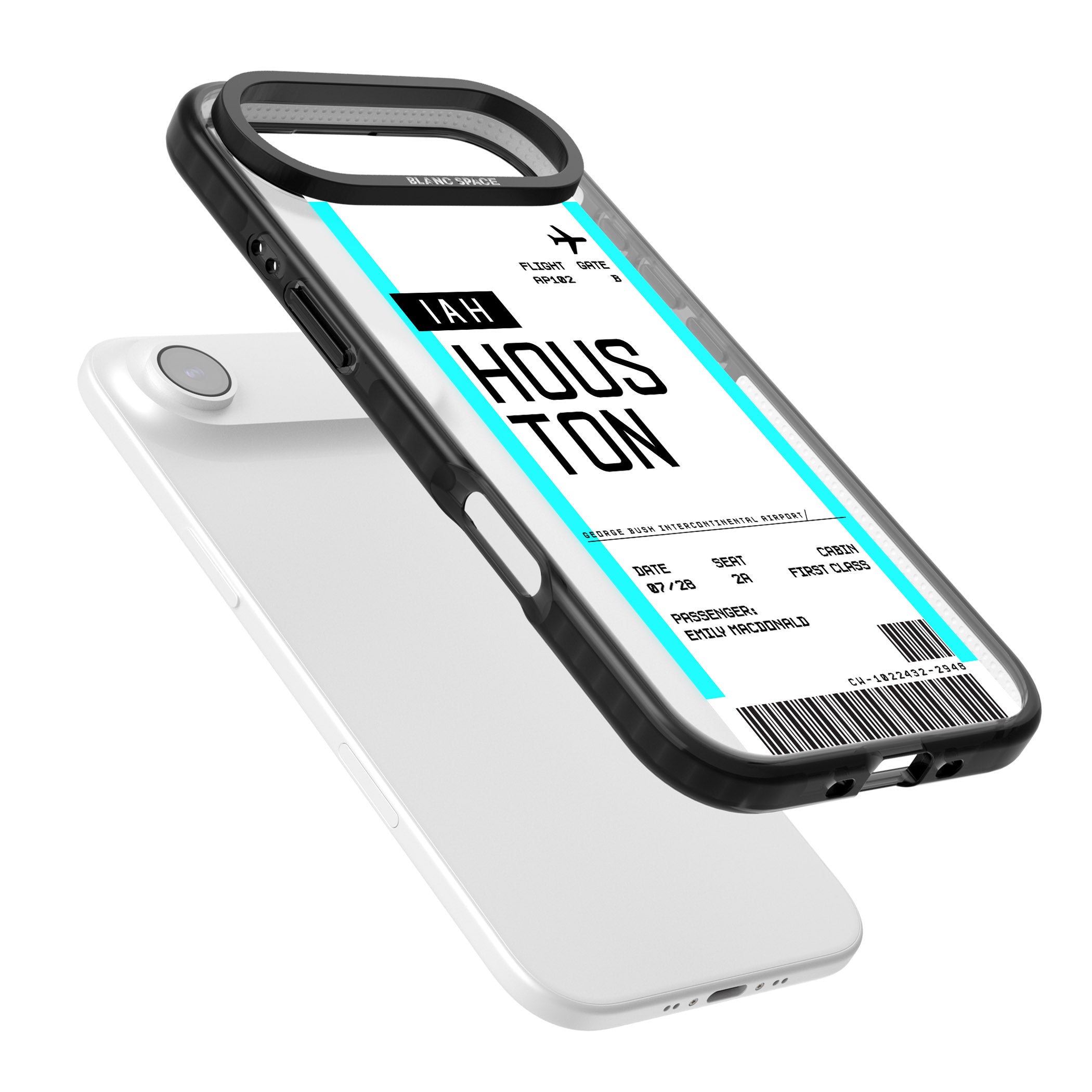 Personalised Houston Boarding Pass iPhone 17 Air Impact Black Phone Case Colours