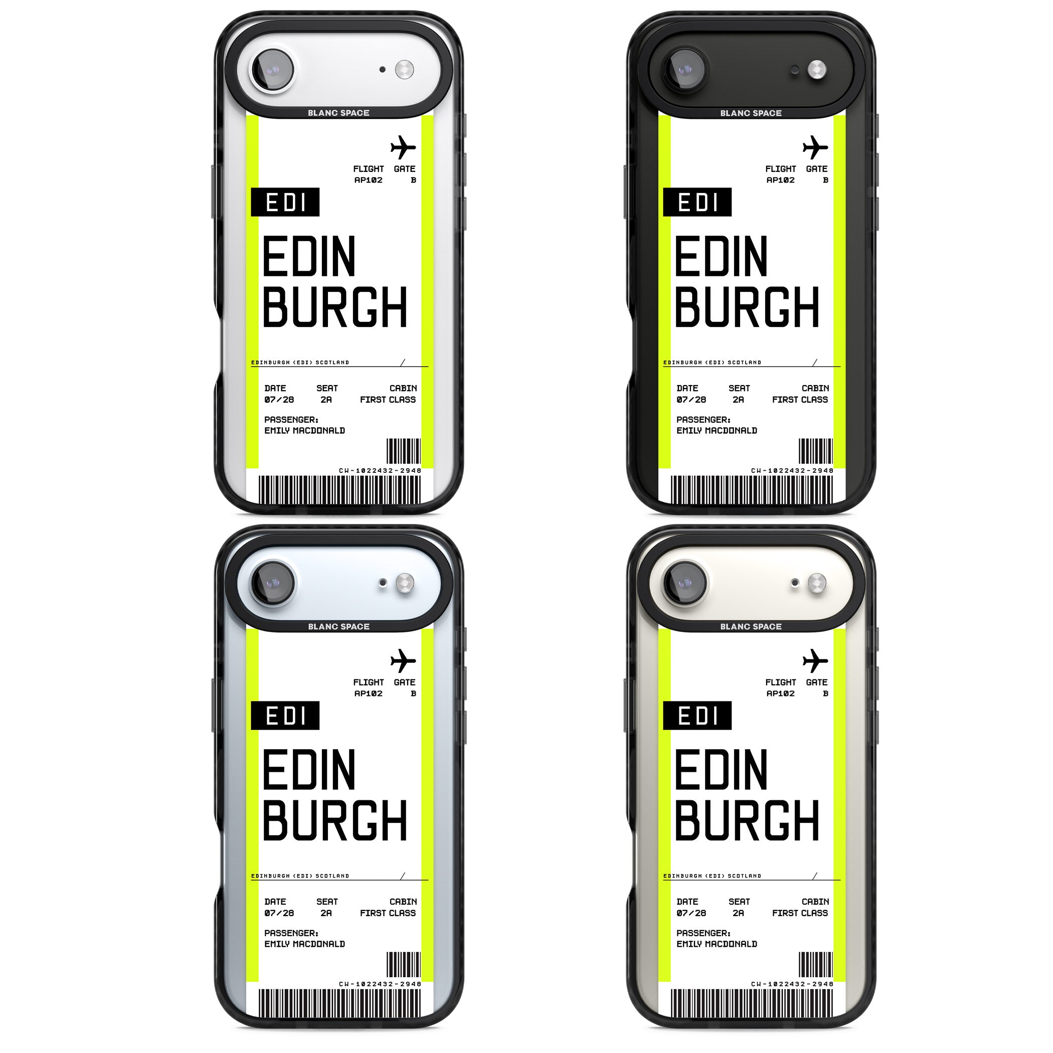 Personalised Edinburgh Boarding Pass iPhone 17 Air Impact Black Phone Case APT Impact Protection