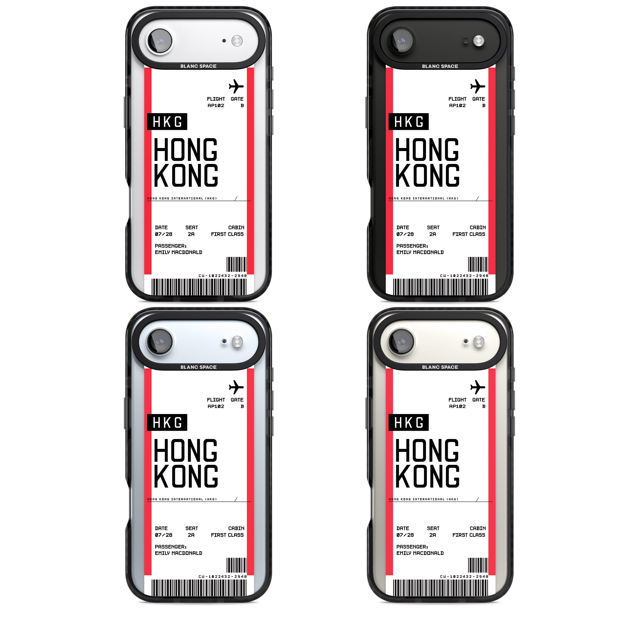 Personalised Hong Kong Boarding Pass iPhone 17 Air Impact Black Phone Case APT Impact Protection