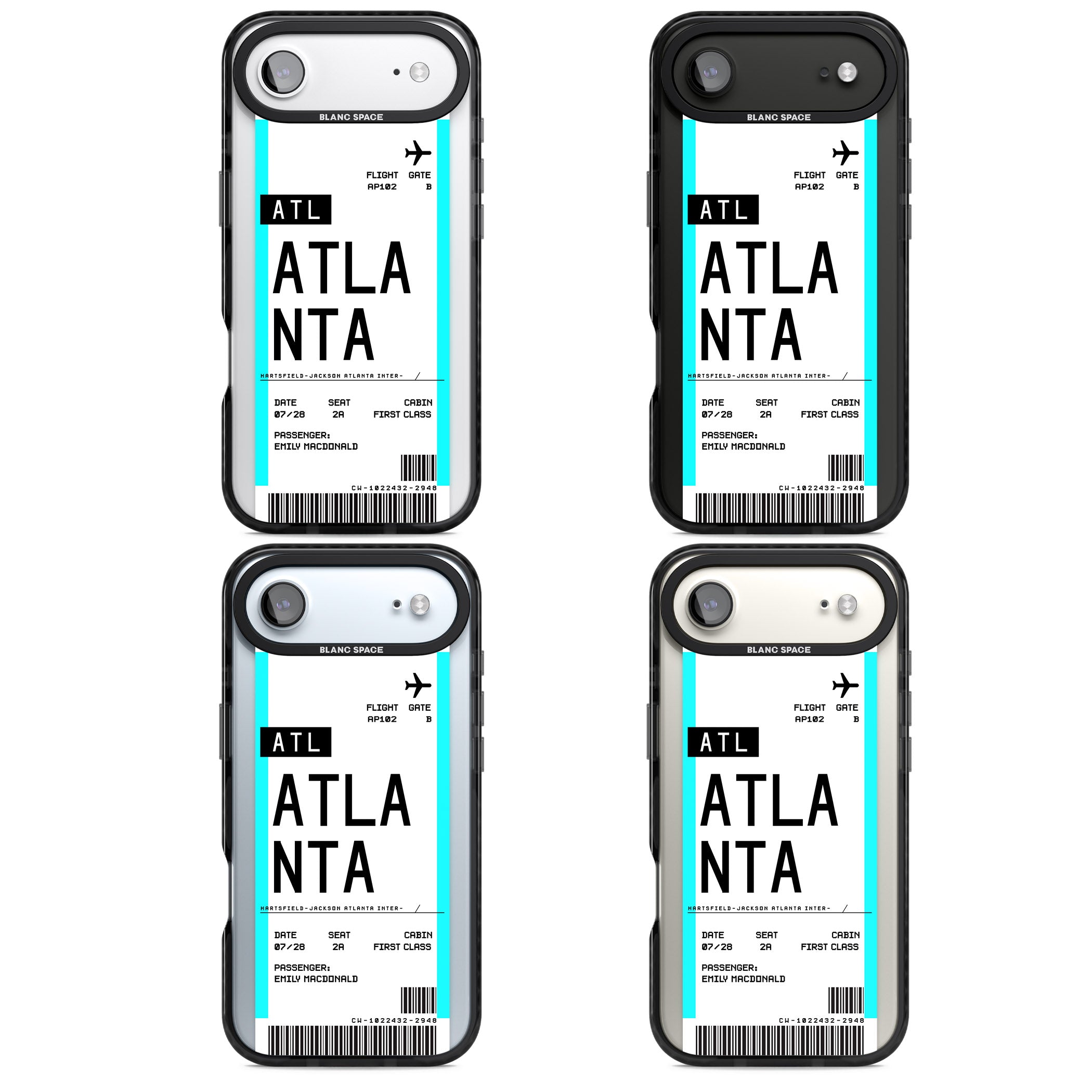 Personalised Atlanta Boarding Pass iPhone 17 Air Impact Black Phone Case APT Impact Protection