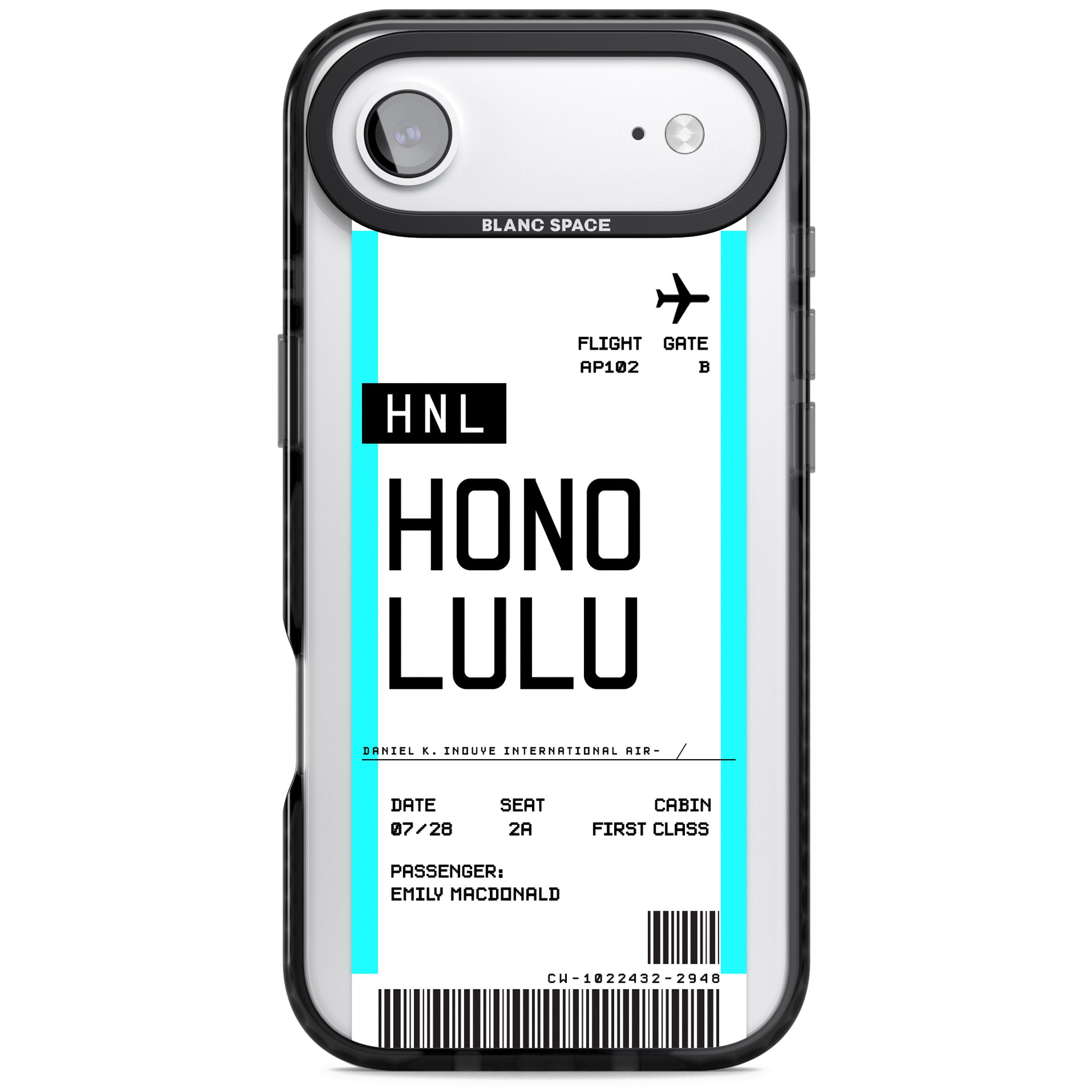 Personalised Honolulu Boarding Pass iPhone 17 Air Impact Black Phone Case