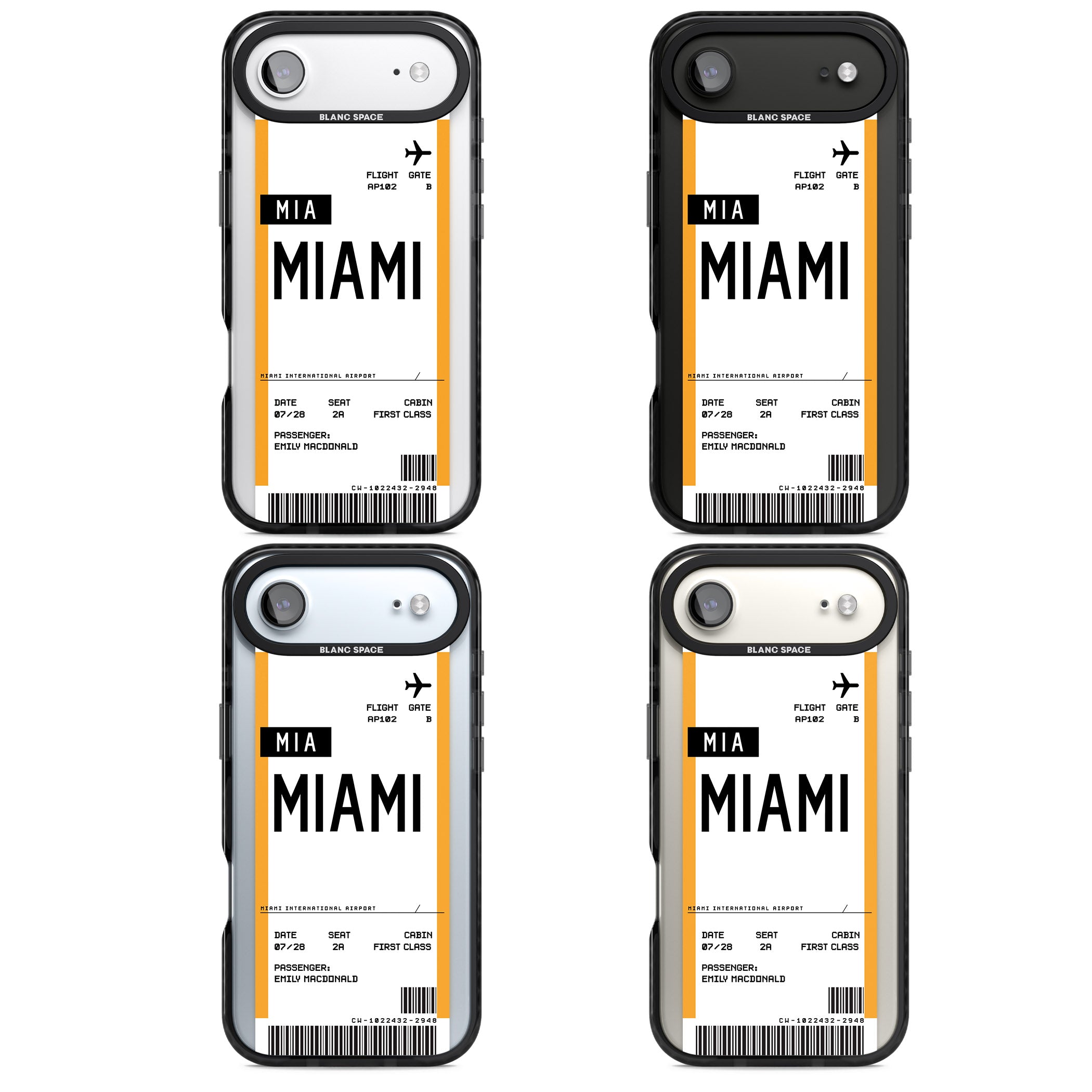 Personalised Miami Boarding Pass iPhone 17 Air Impact Black Phone Case APT Impact Protection