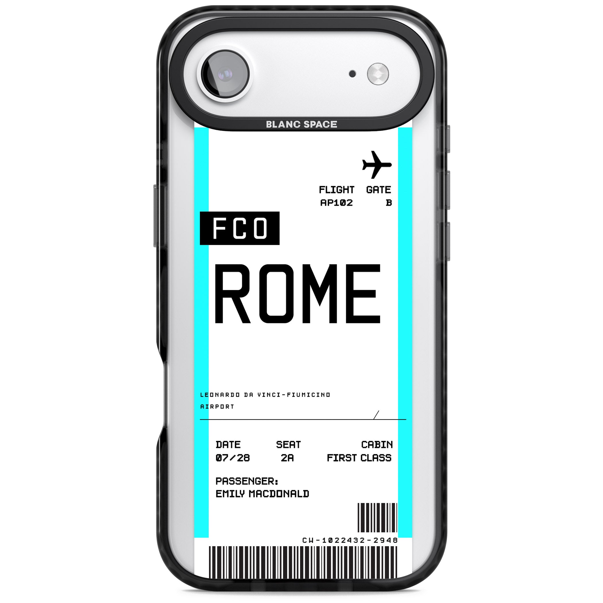 Personalised Rome Boarding Pass iPhone 17 Air Impact Black Phone Case