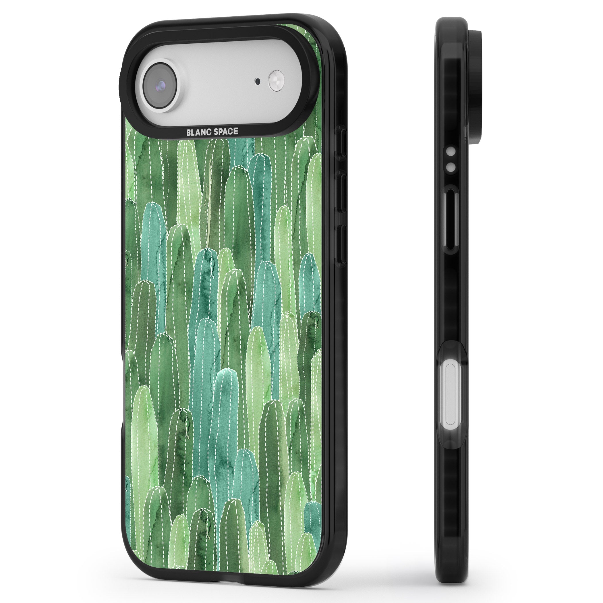 Skinny Cacti iPhone 17 Air Impact Black Phone Case Side Profile