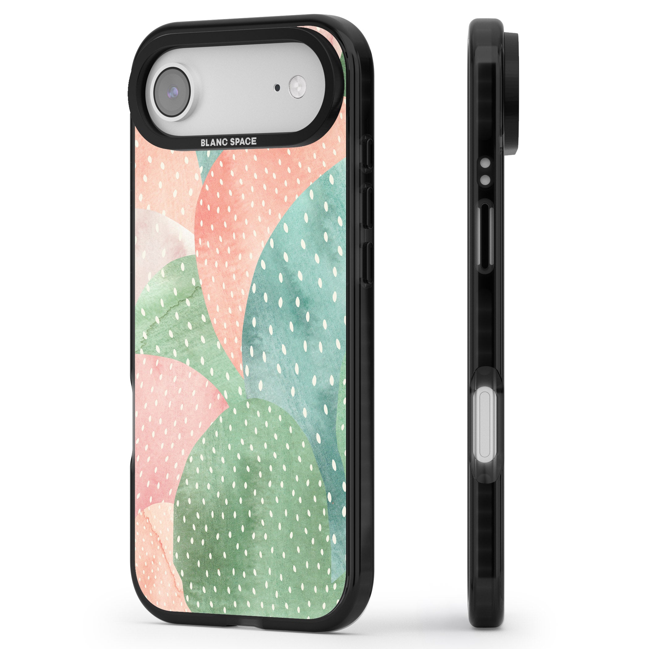 Pastel Cacti Pattern iPhone 17 Air Impact Black Phone Case Side Profile