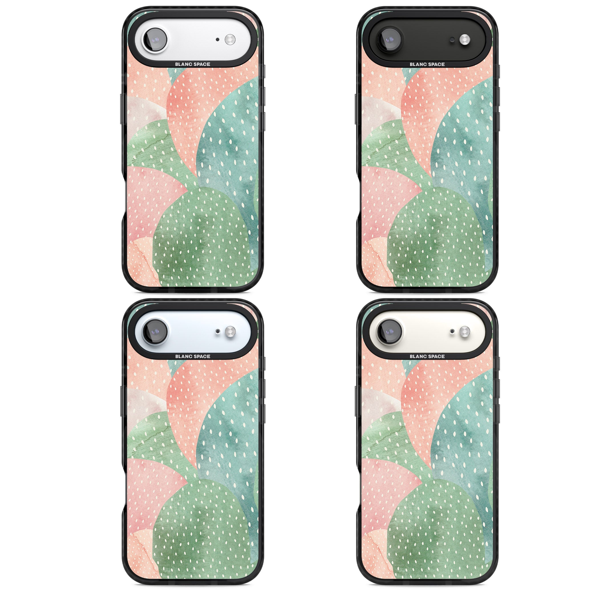Pastel Cacti Pattern iPhone 17 Air Impact Black Phone Case APT Impact Protection