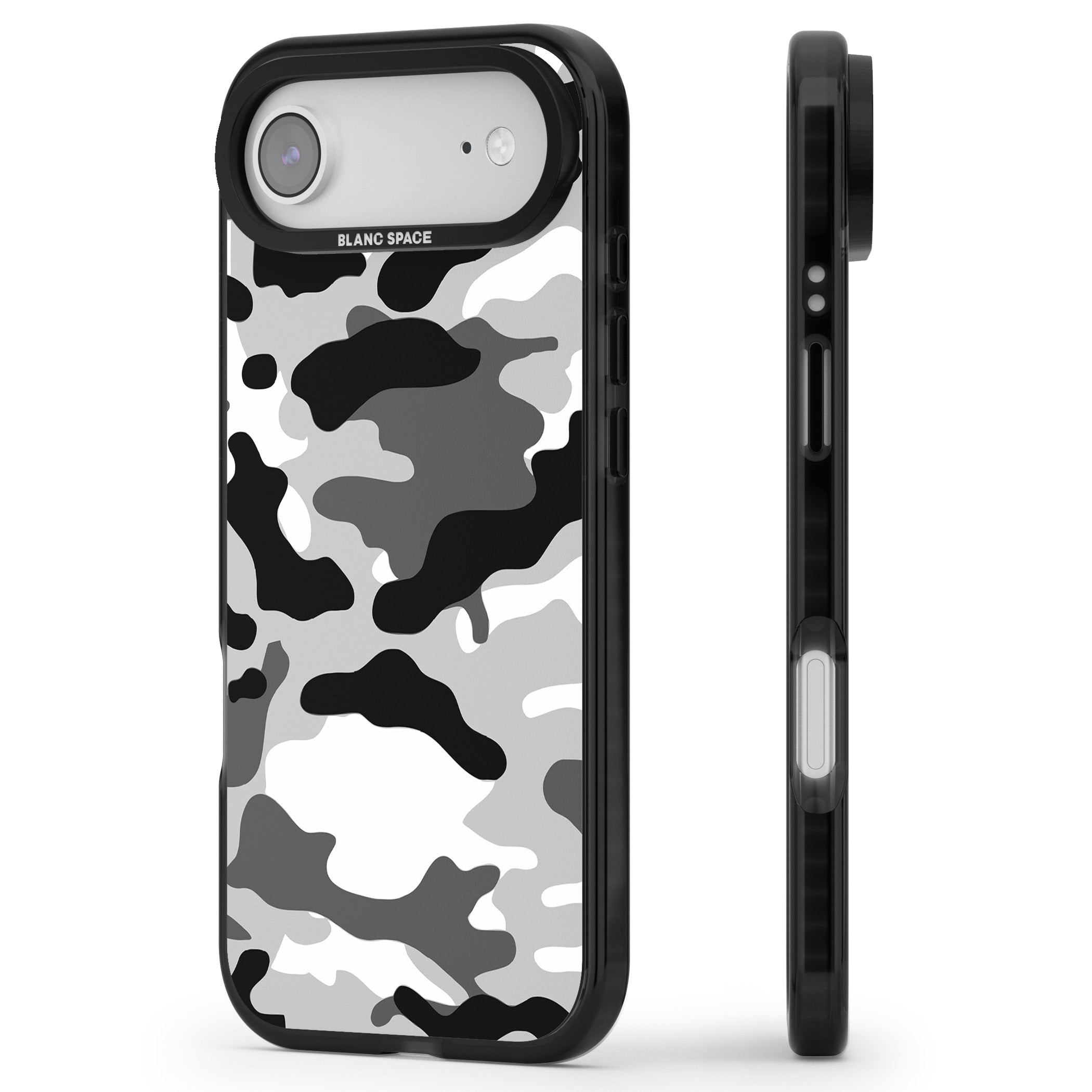 Grey Camo iPhone 17 Air Impact Black Phone Case Side Profile