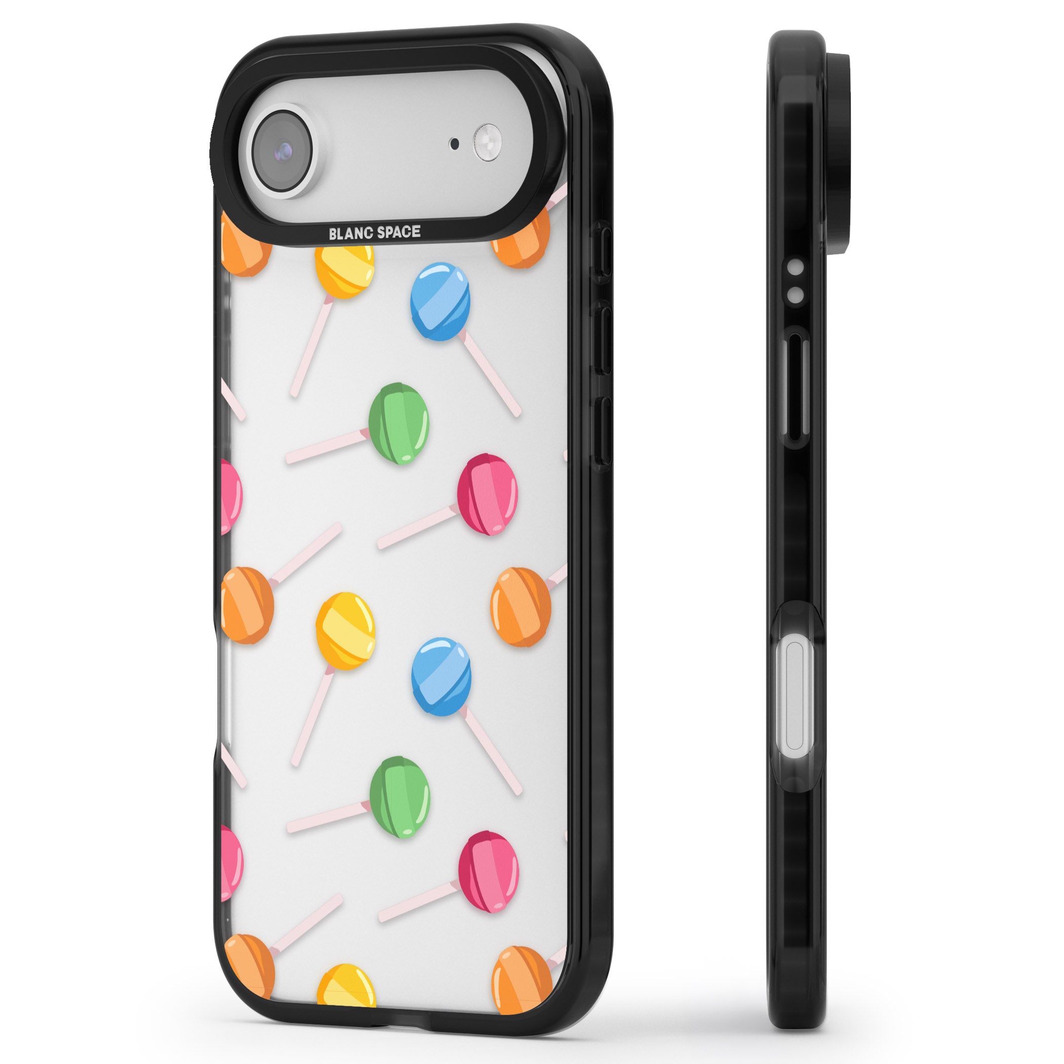 Lollipop Pattern iPhone 17 Air Impact Black Phone Case Side Profile