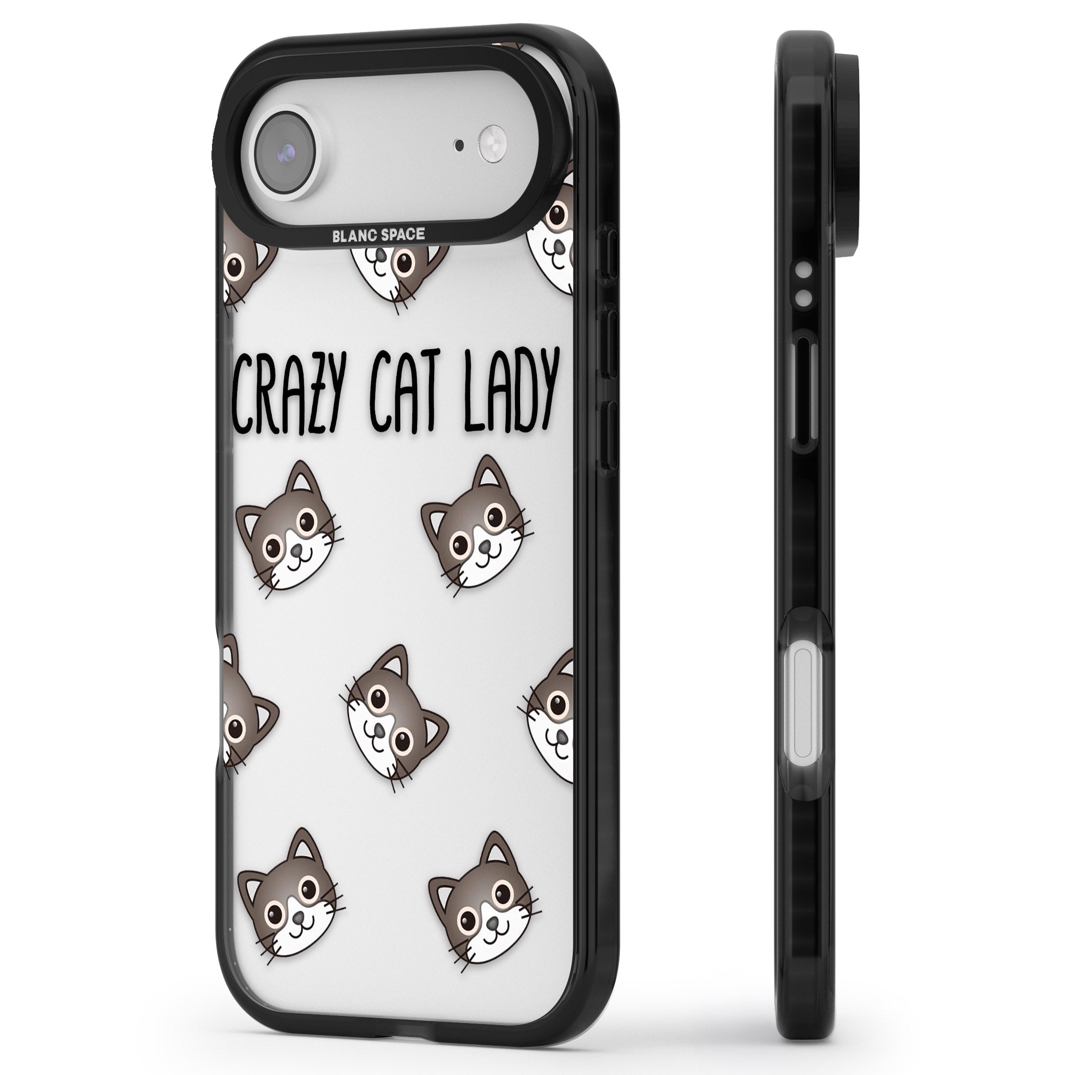 Crazy Cat Lady iPhone 17 Air Impact Black Phone Case Side Profile